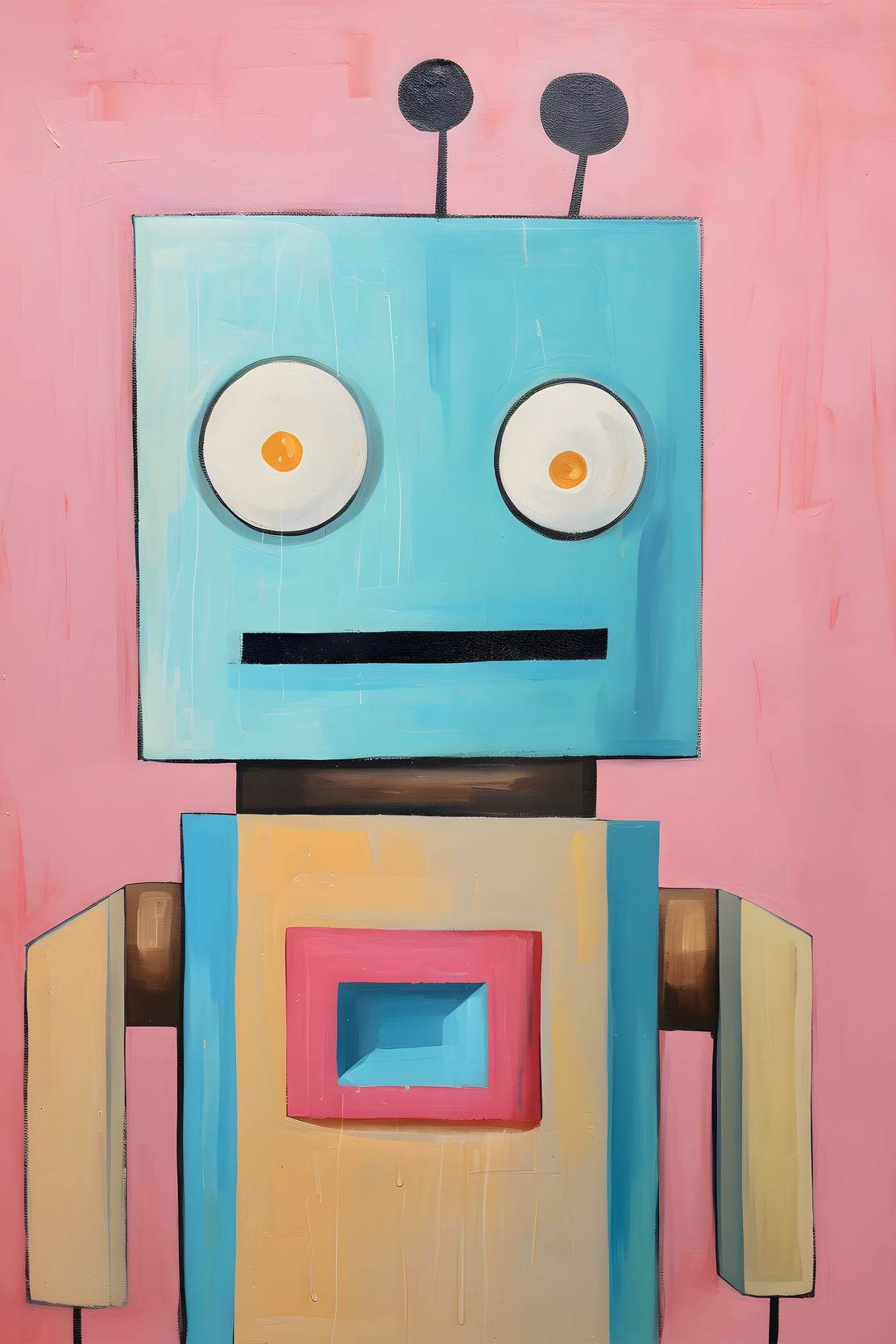 Paper Drawing of a Robot With Annoying Eyes - beink online art store