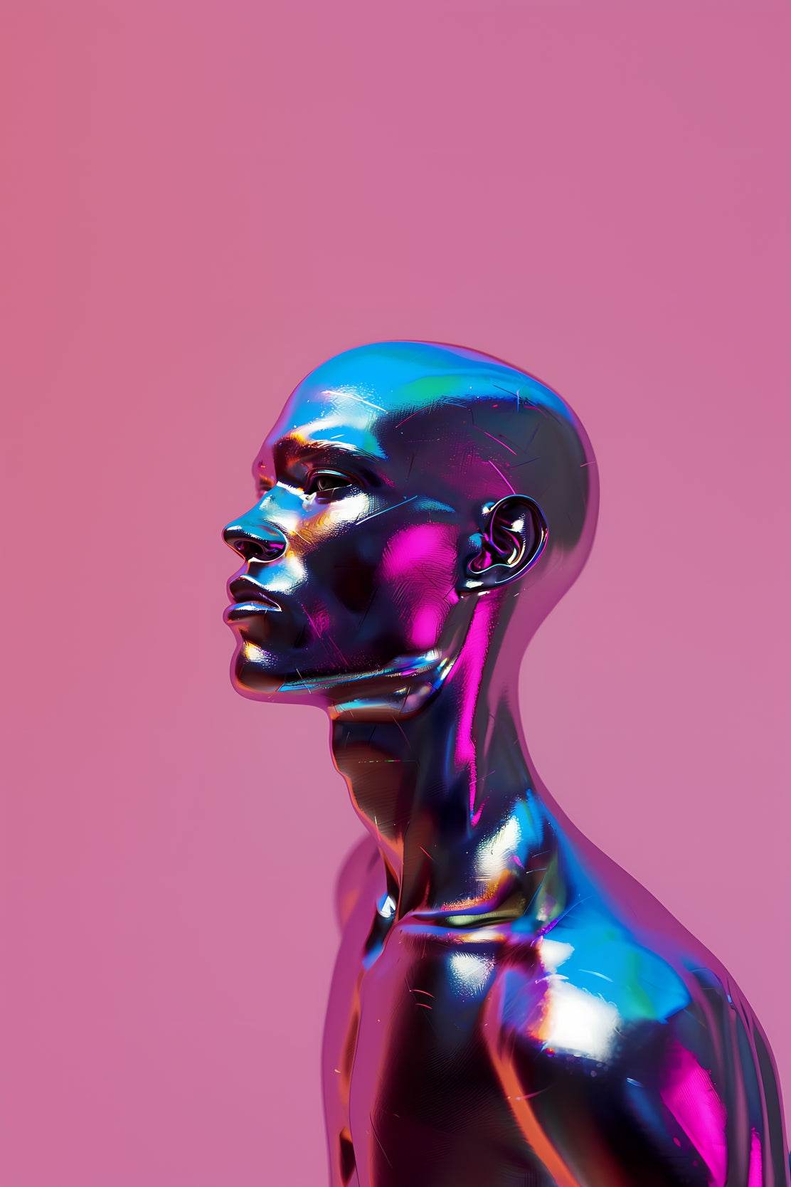 Metallic Human Head Wall Art - beink online art store