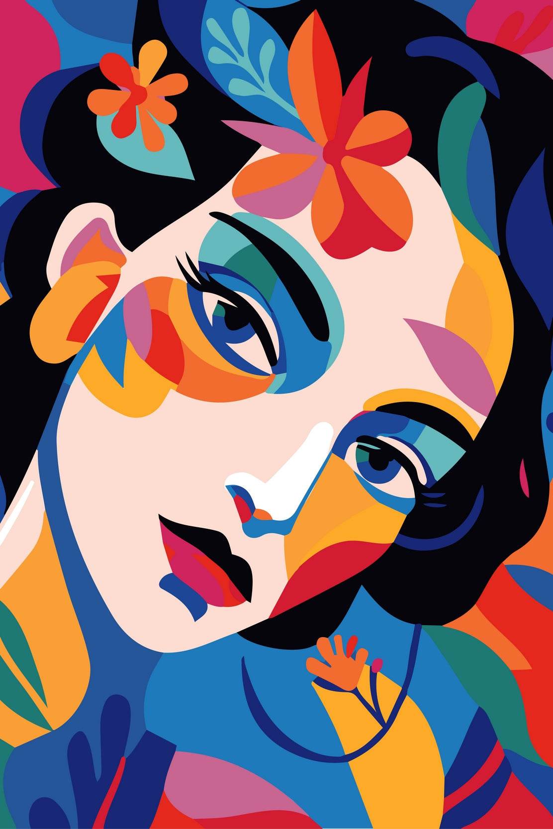 Drawing of a Beautiful Girl Wall Art - beink online art store