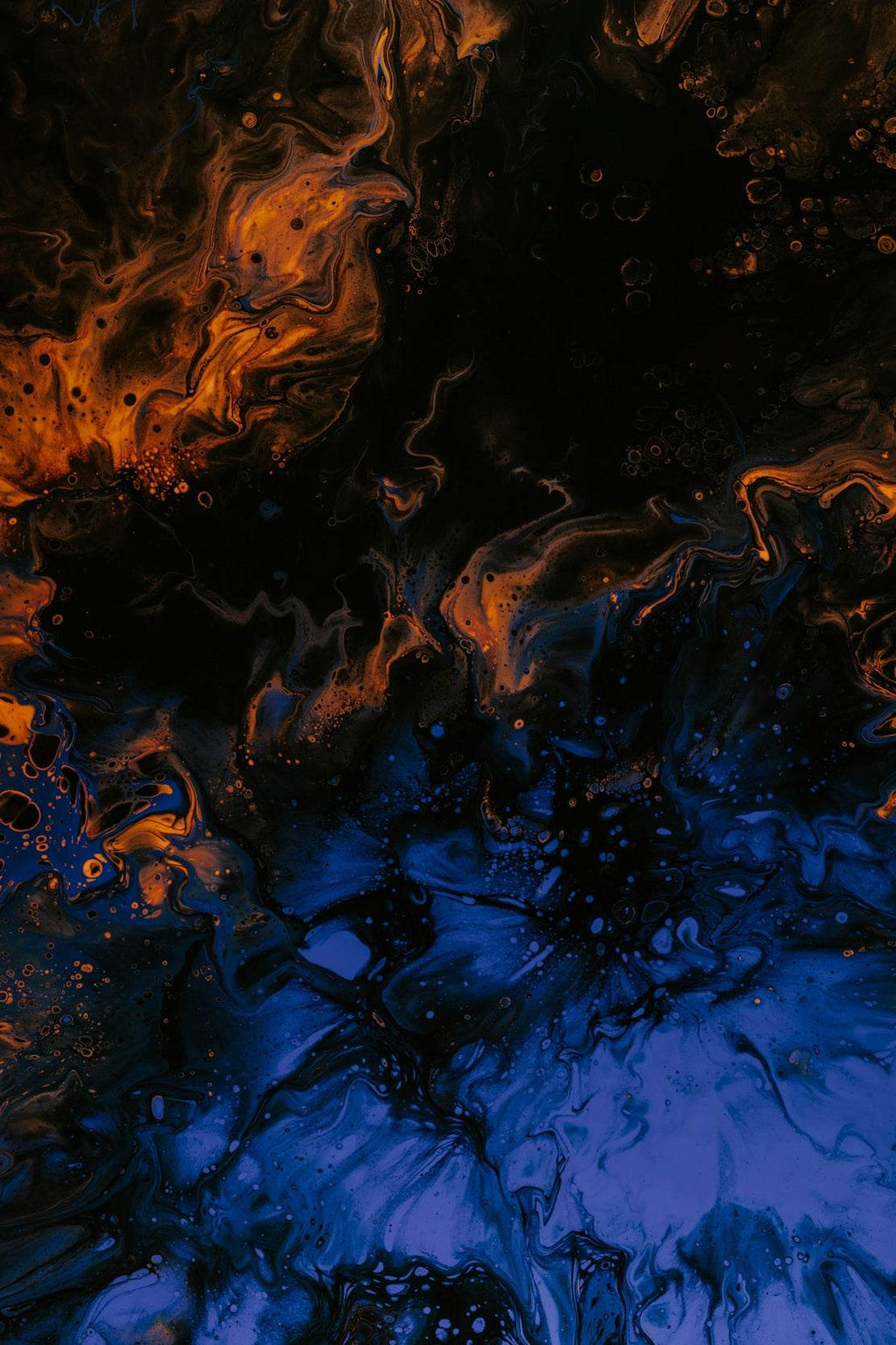 Blue and Fire Oil Paint Abstract Wall Art - beink online art store