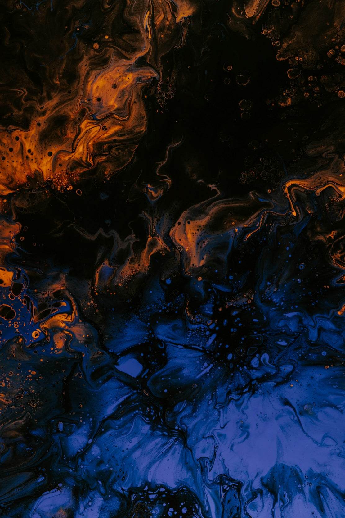 Blue and Fire Oil Paint Abstract Wall Art - beink online art store