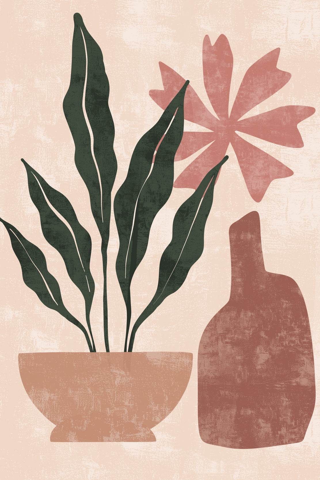 Abstract with a Plant in a Pot and a Vase ArtWork - beink online art store