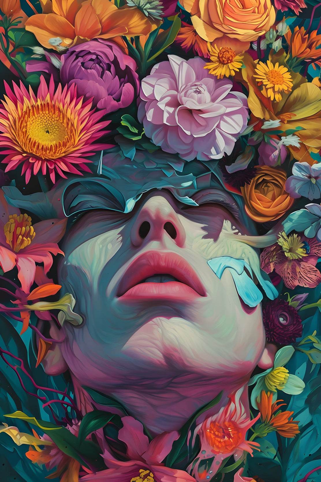Girl Made Of Flower Wall Art - beink online art store
