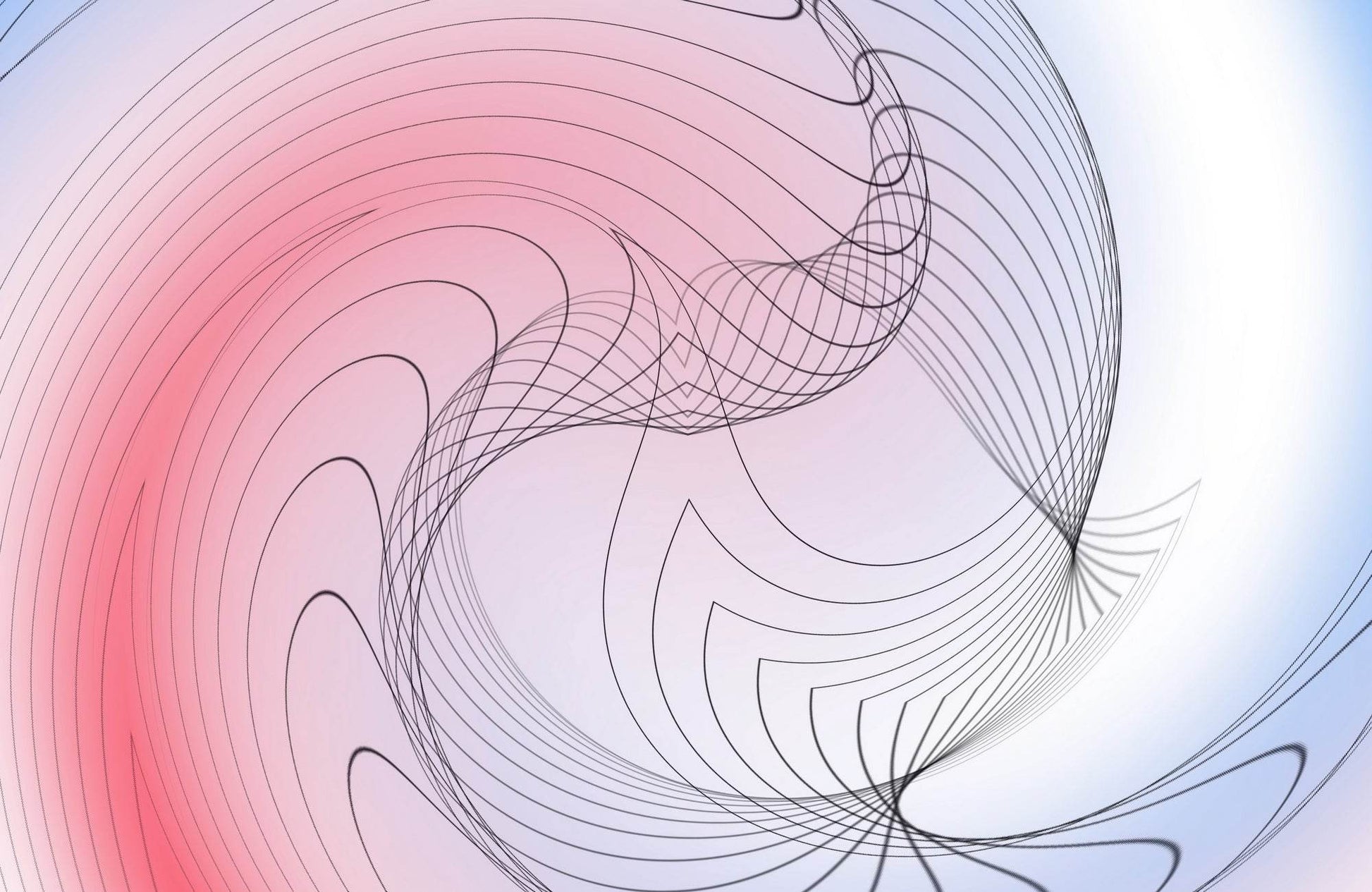 Oval Lines with Blue and Red Background Abstract Wall Art - beink online art store