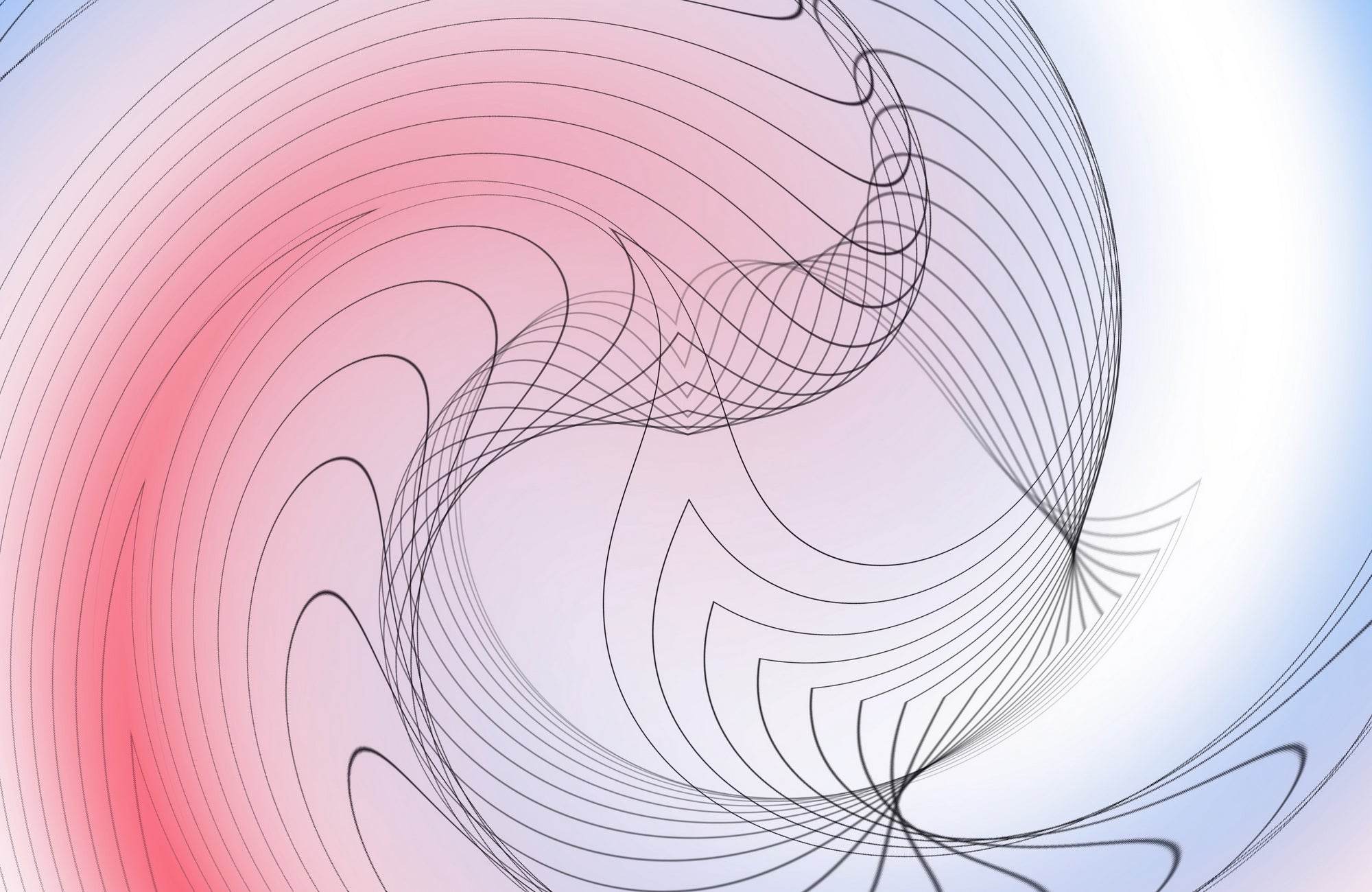 Oval Lines with Blue and Red Background Abstract Wall Art - beink online art store