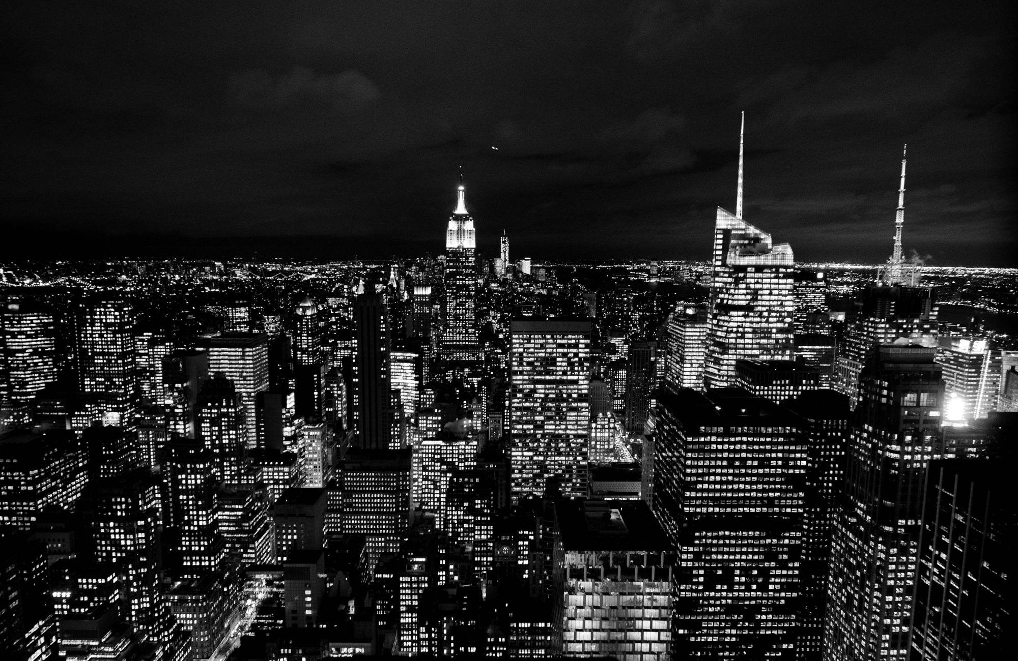 New York City Night Black & White Wall Art - beink online art store