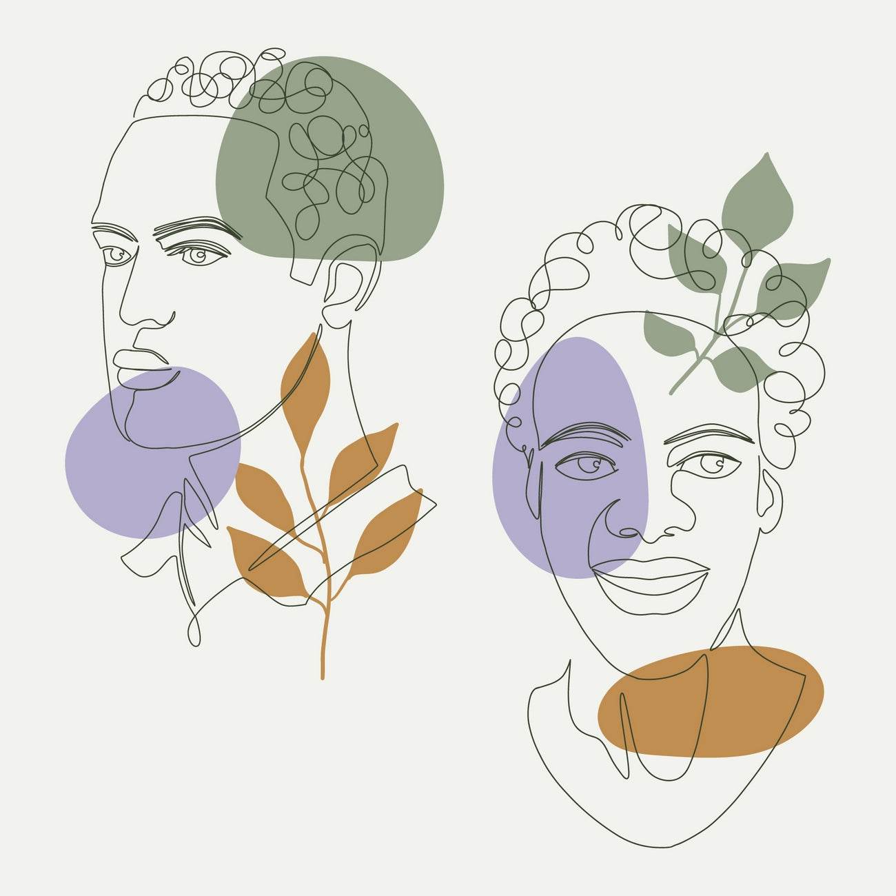 Design of Black People With Flowers Wall Art - beink online art store