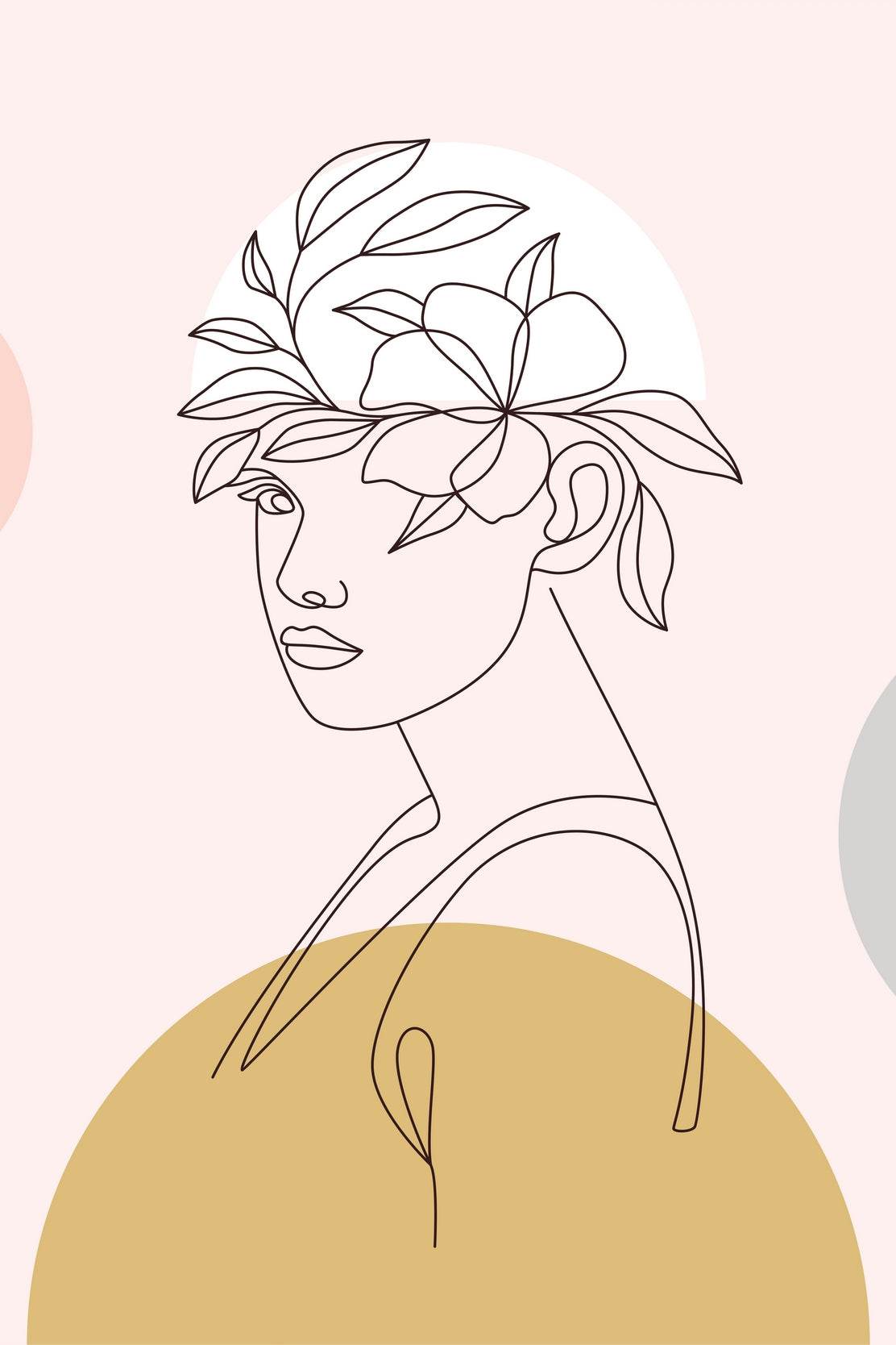 Minimal Design of Beautiful Head Flower Wall Art - beink online art store