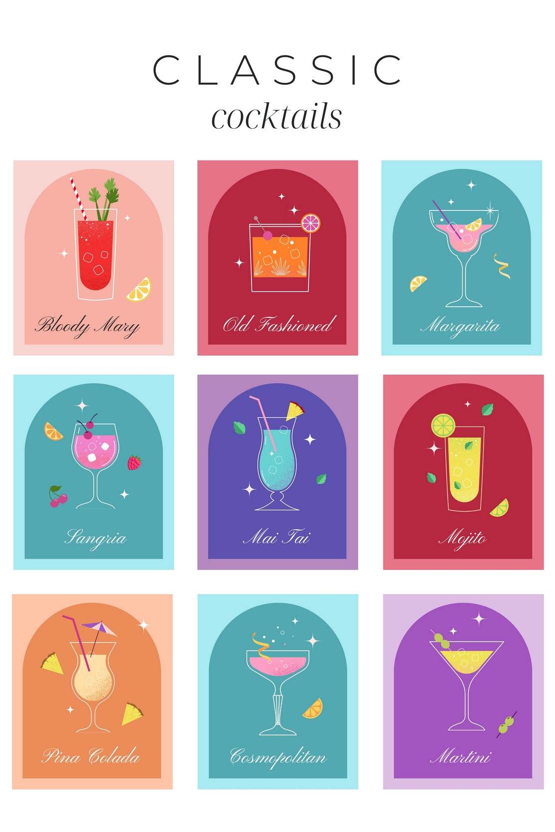 Classic Cocktail Wall Art - beink online art store
