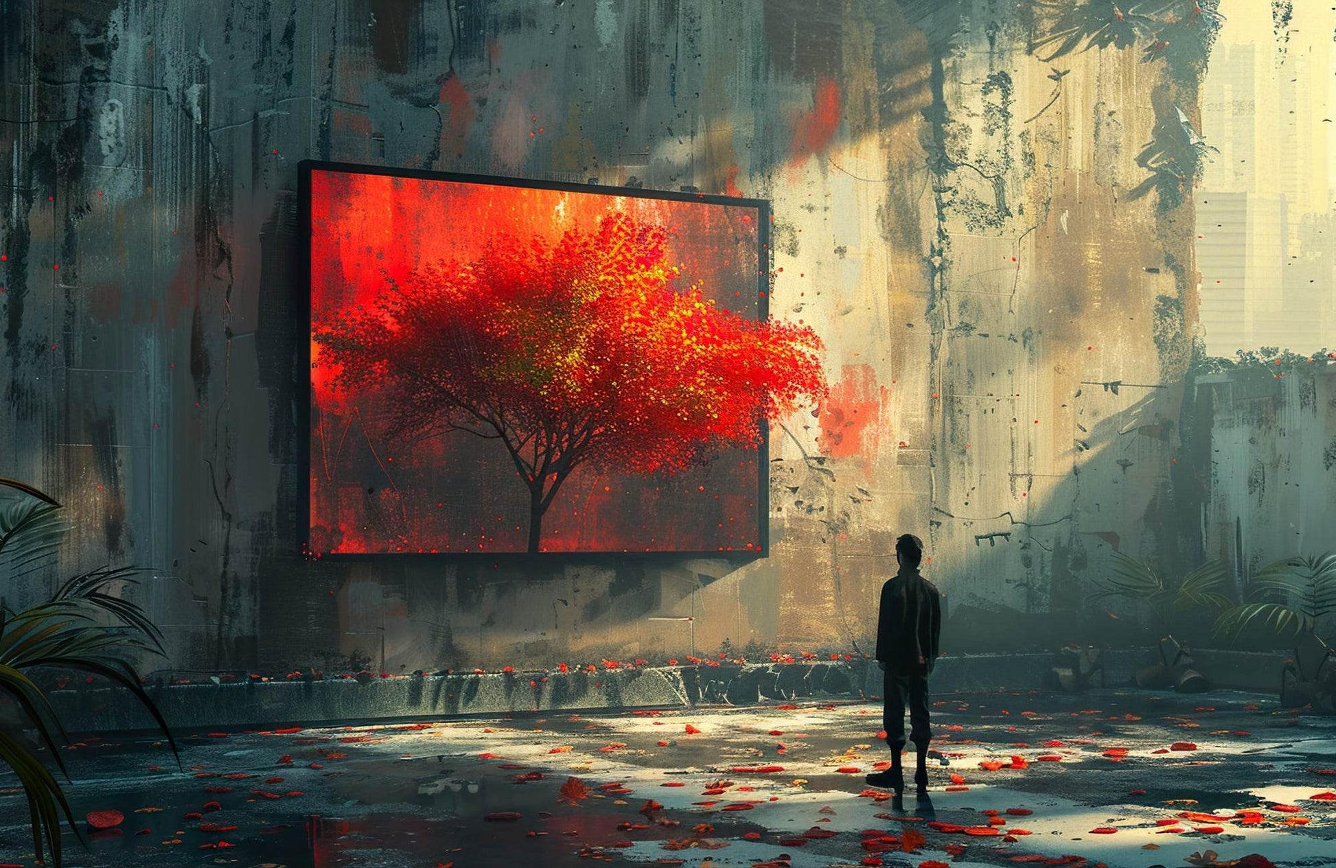 Person Watching the Red Tree Painting Digital Art - beink online art store
