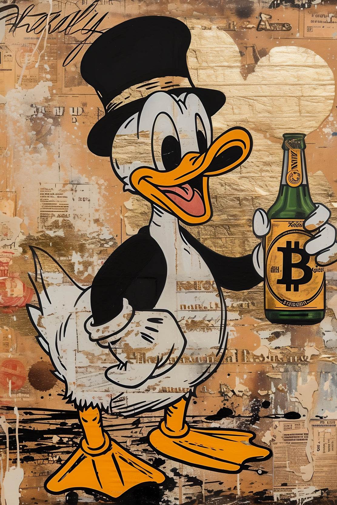 Donald Duck Holding Bottle Wall Art - beink online art store