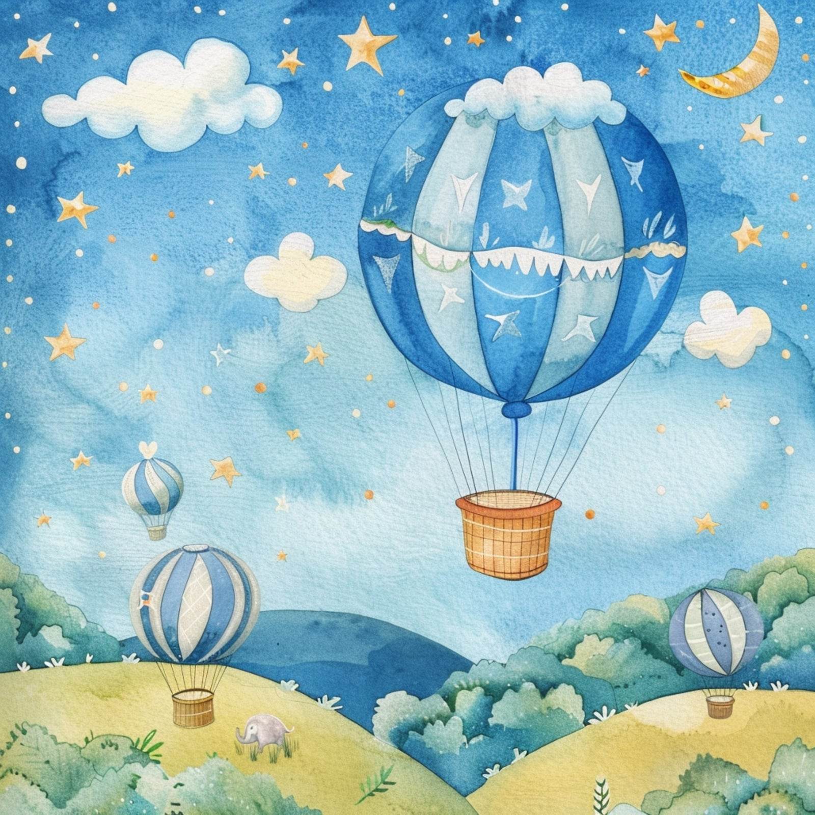 Watercolor Painting of Hot Air Balloon - beink online art store
