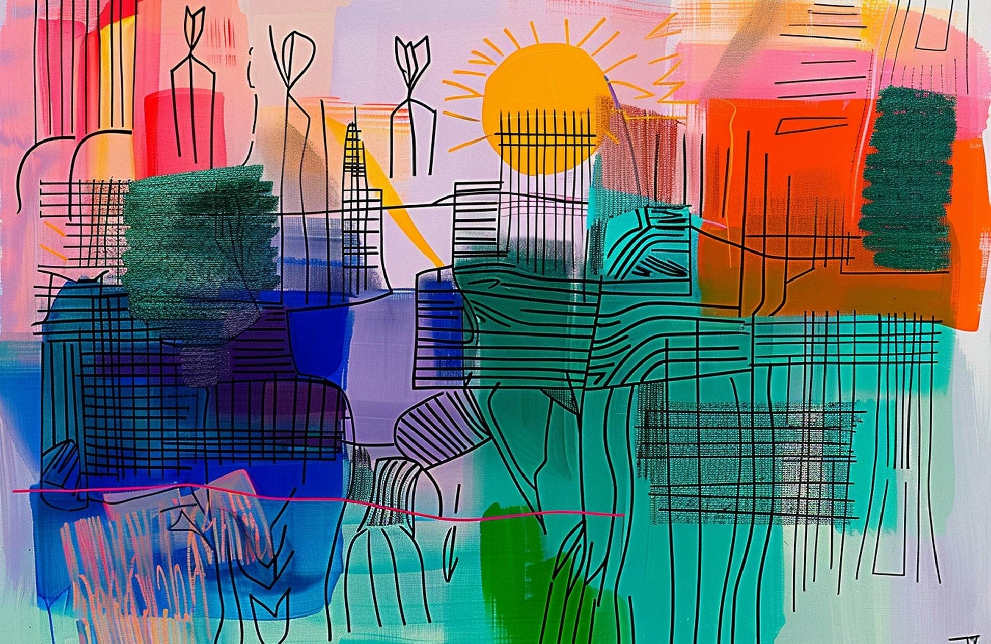 Urban Sunrise Abstract Wall Art - beink online art store