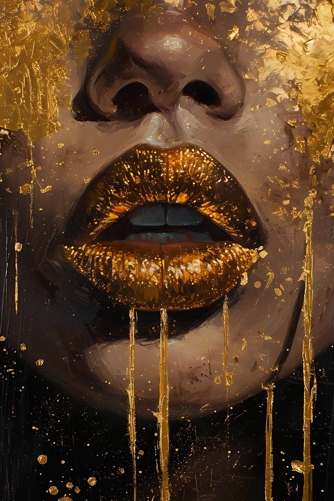 Woman Gold Lips Wall Art - beink online art store