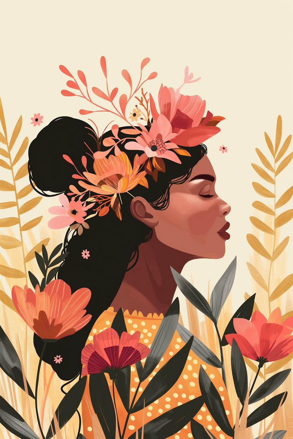 A Woman with a Floral Crown ArtWork - beink online art store