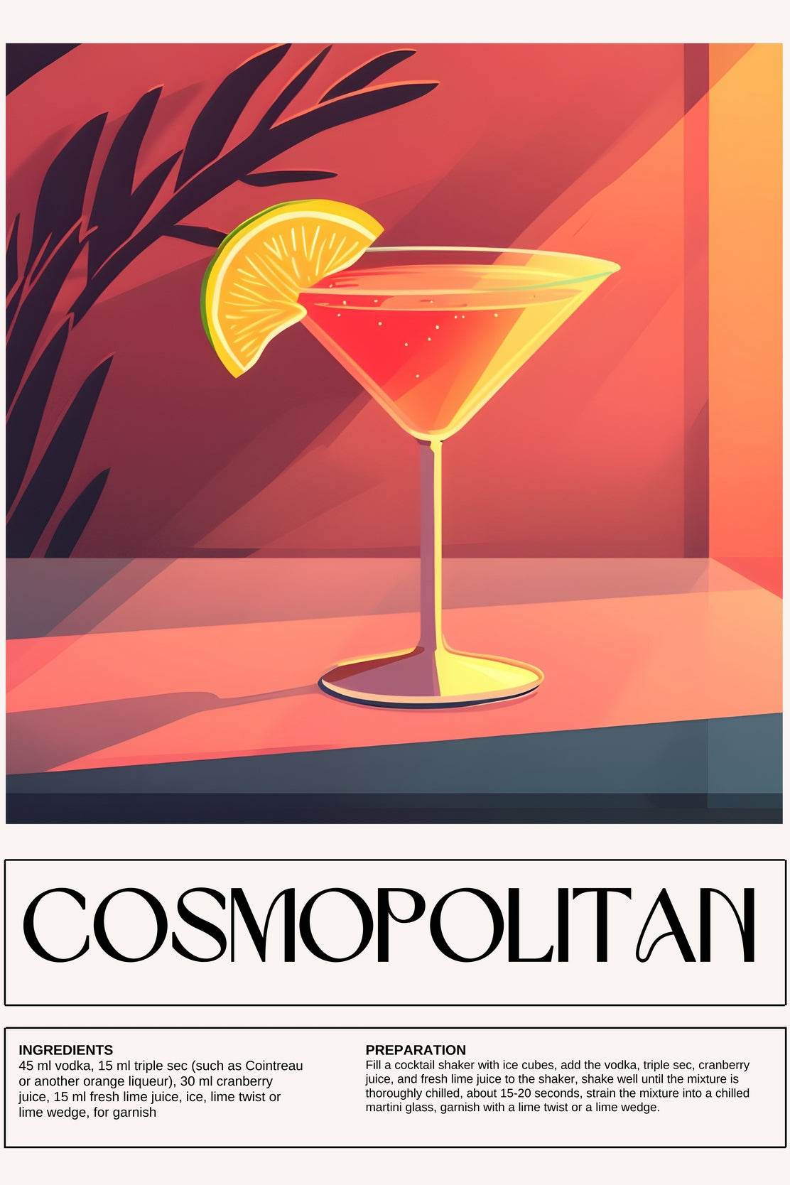 Cosmopolitan Cocktail Wall Art - beink online art store
