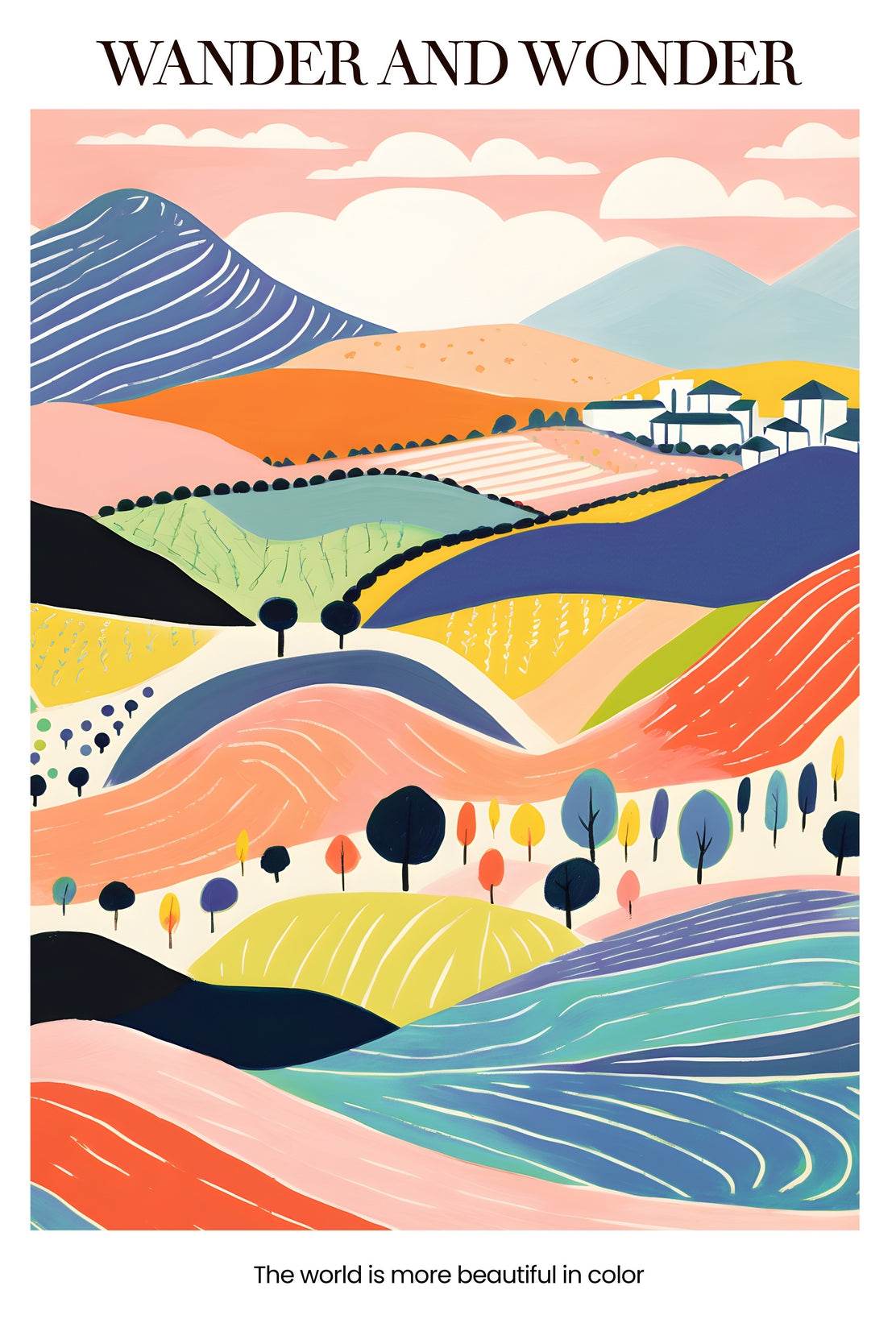 Colorful Farm Painting Wall Art - beink online art store