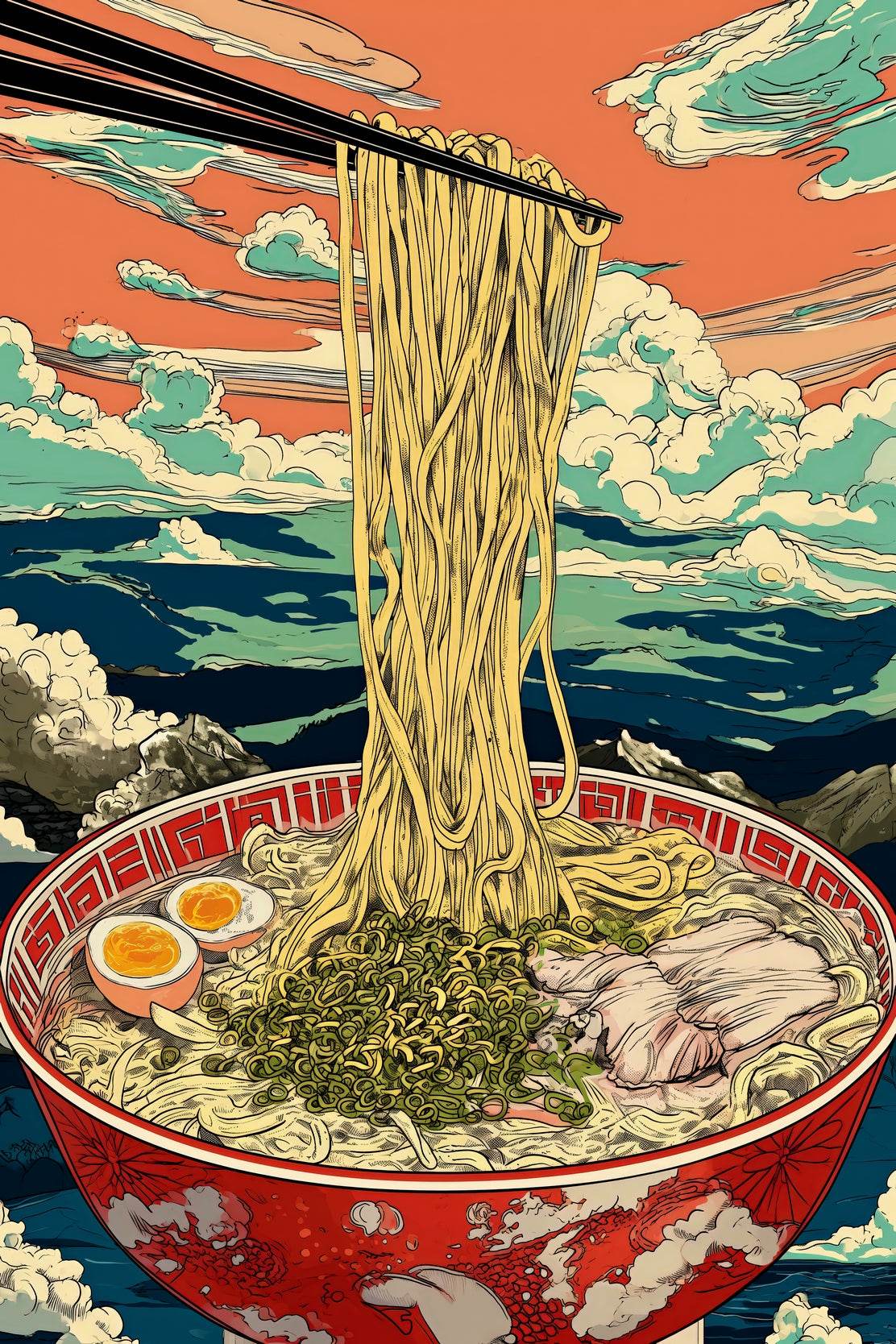 Bowl of Ramen with a Chopsticks on it Wall Art - beink online art store