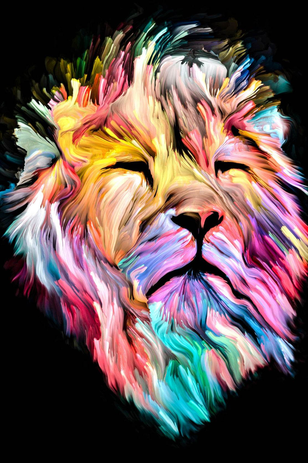 Multicolor Lion Face Illustration Wall Art - beink online art store