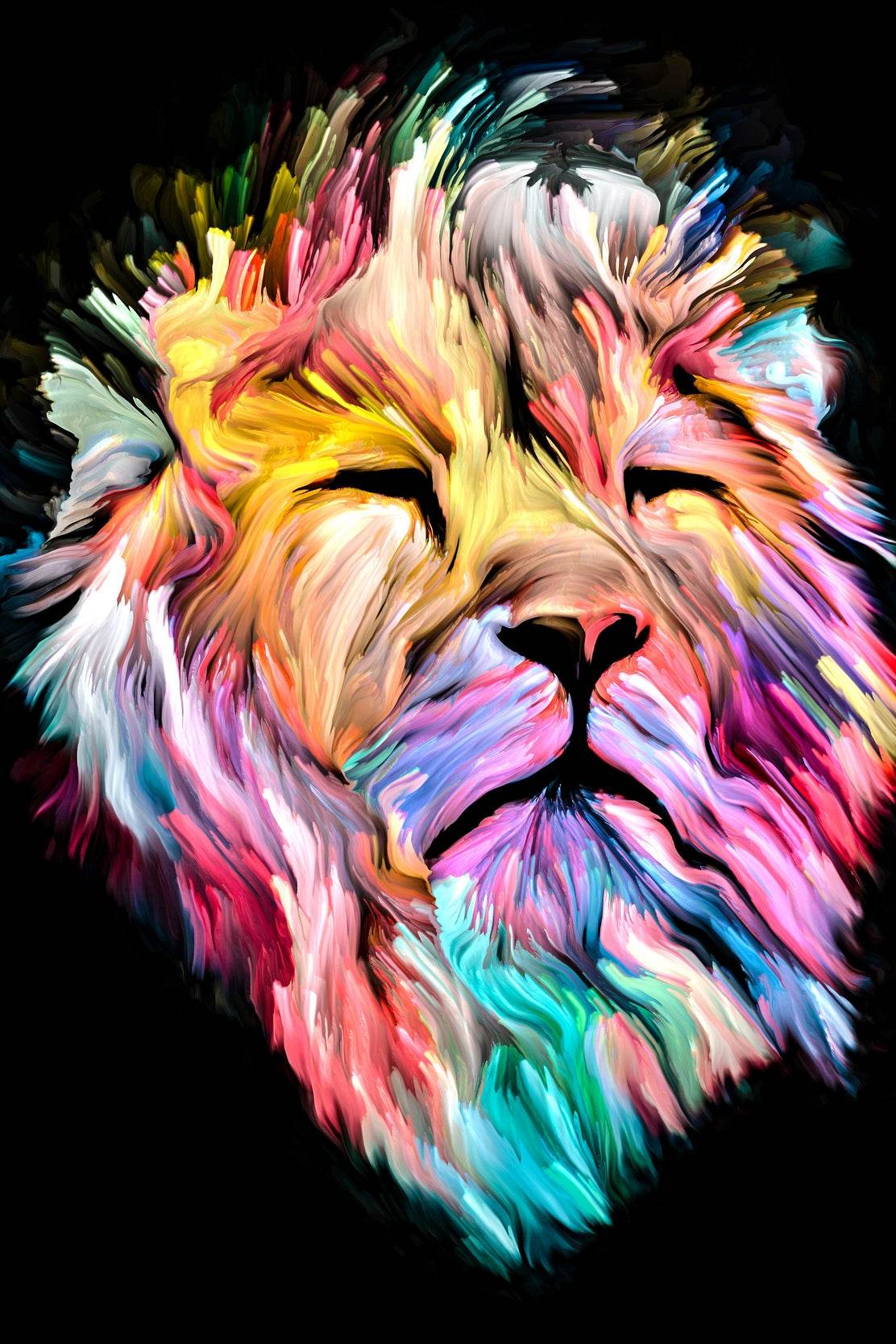 Multicolor Lion Face Illustration Wall Art - beink online art store