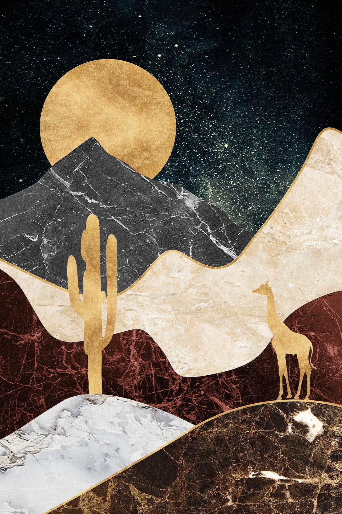 Desert Moonlit Modern Wall Art - beink online art store