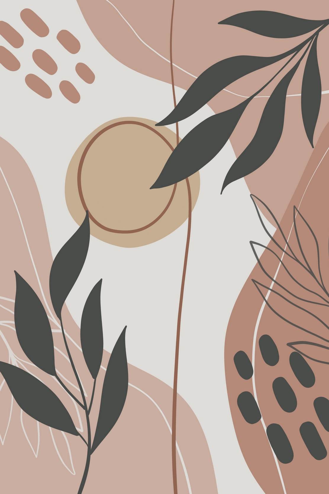 Abstract Design with Leaves and Shapes ArtWork - beink online art store