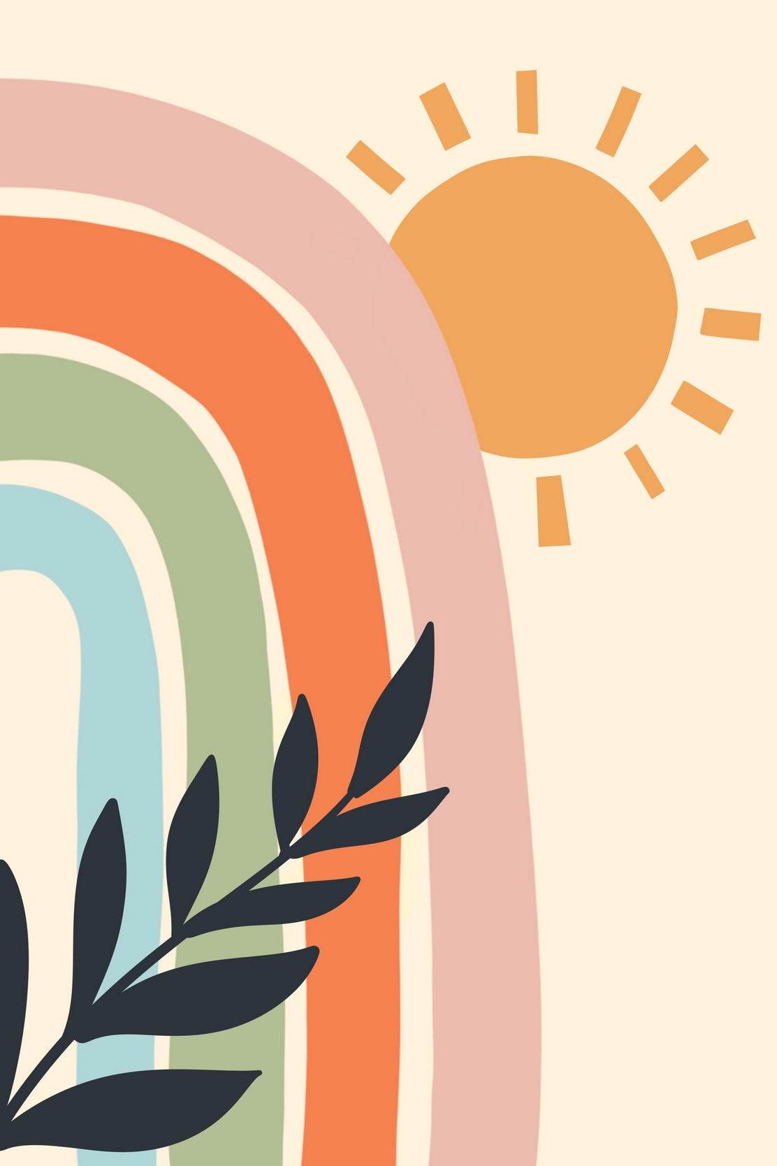 A Rainbow Sun and a Leaf ArtWork - beink online art store