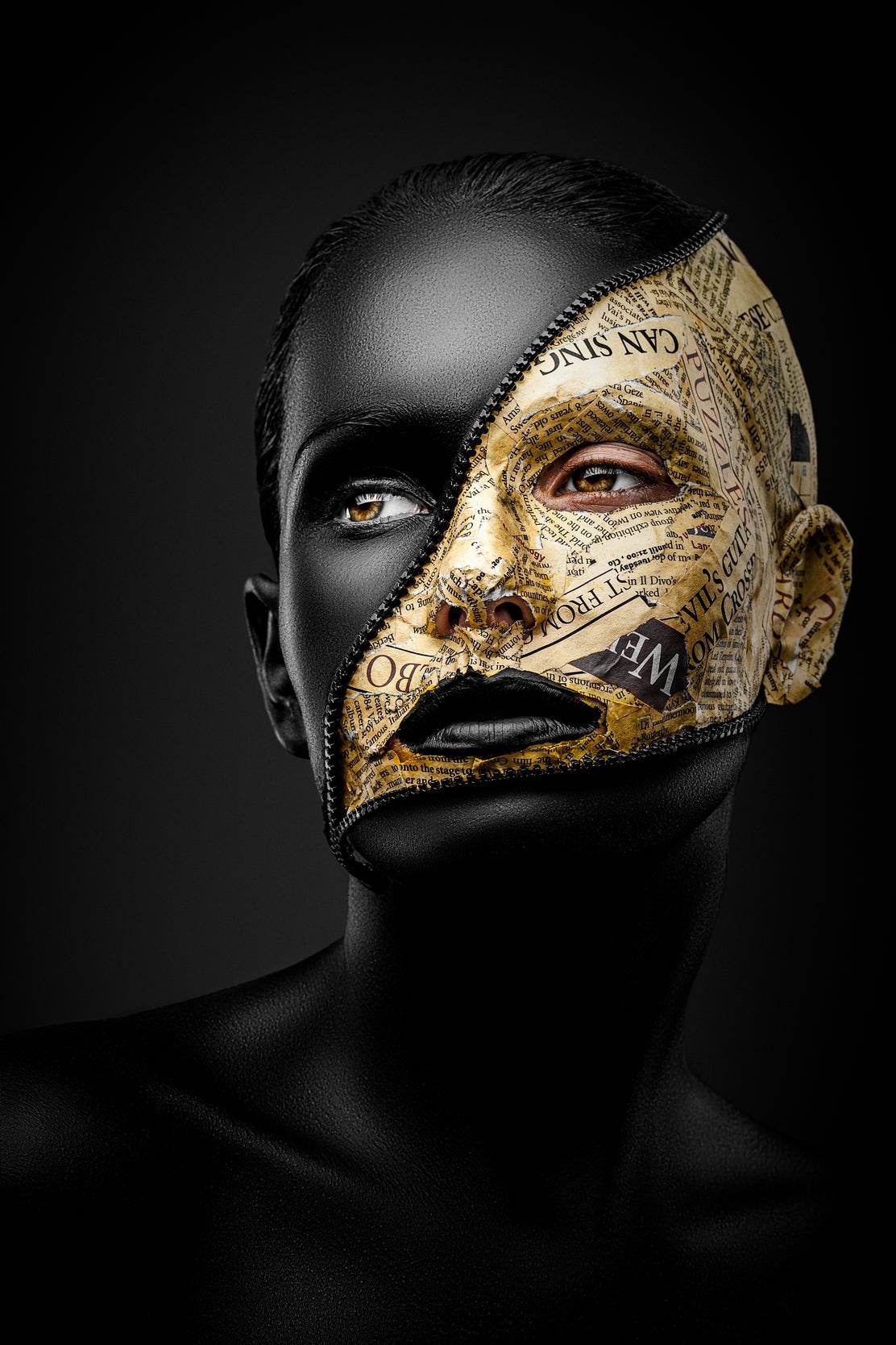 Gold and Black Makeup On The Woman Face Wall Art - beink online art store