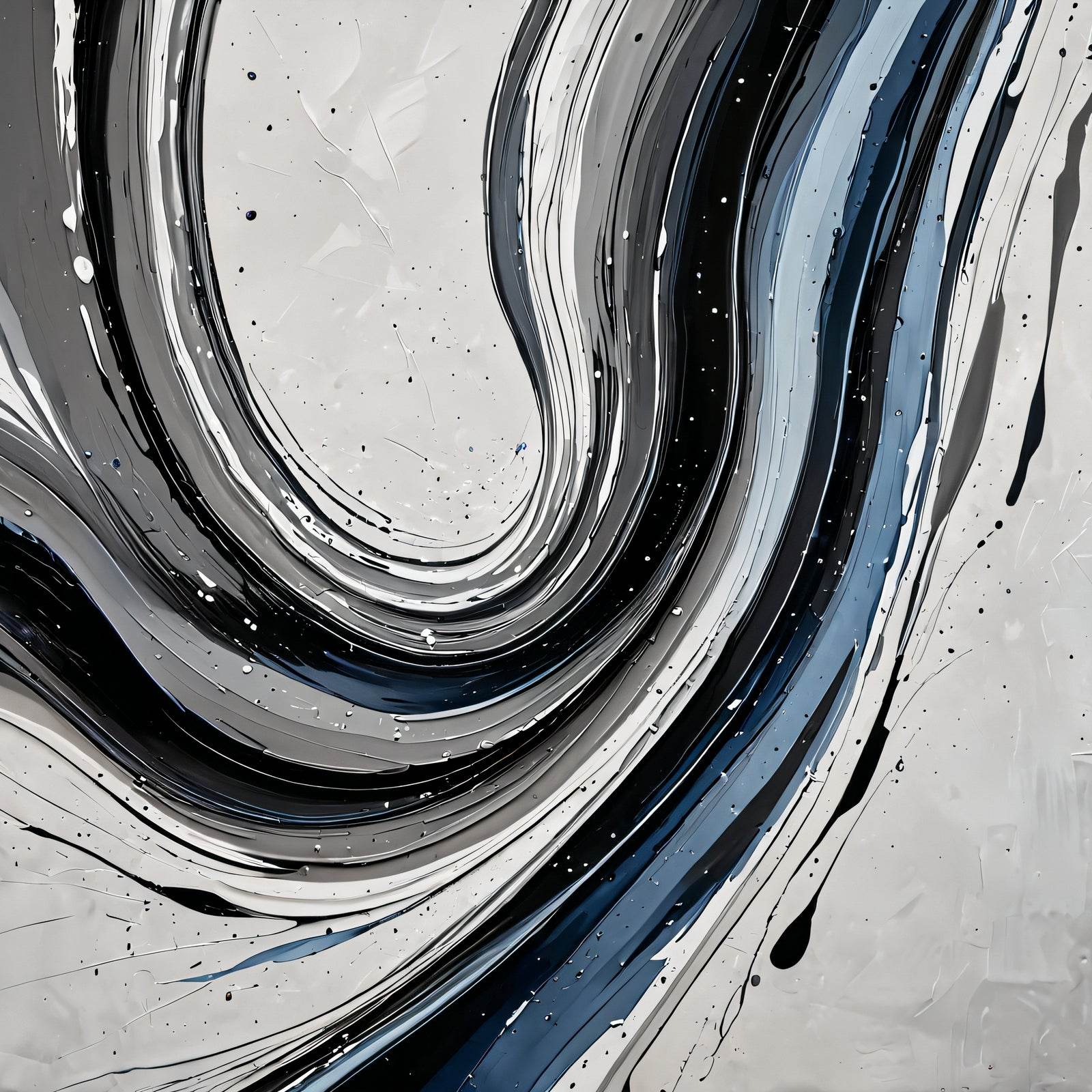 Black and White Swirl Abstract Wall Art - beink online art store
