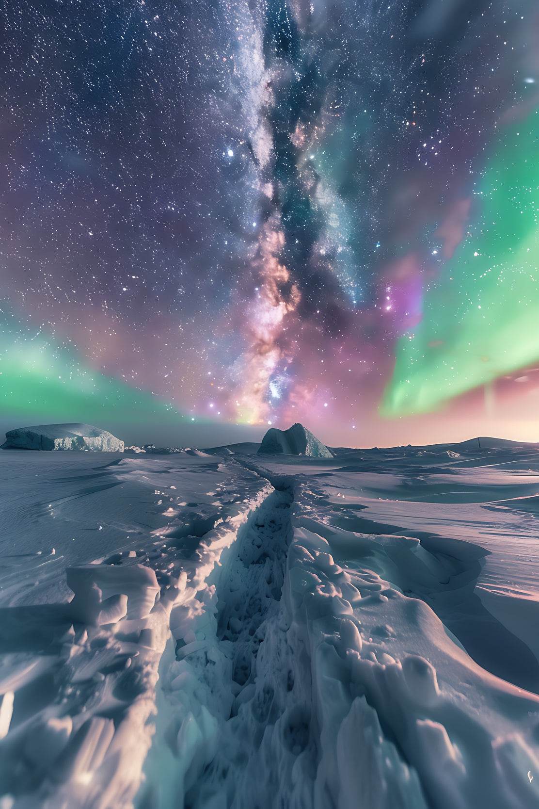 Northern lights in the Sky Over Snow Wall Art - beink online art store