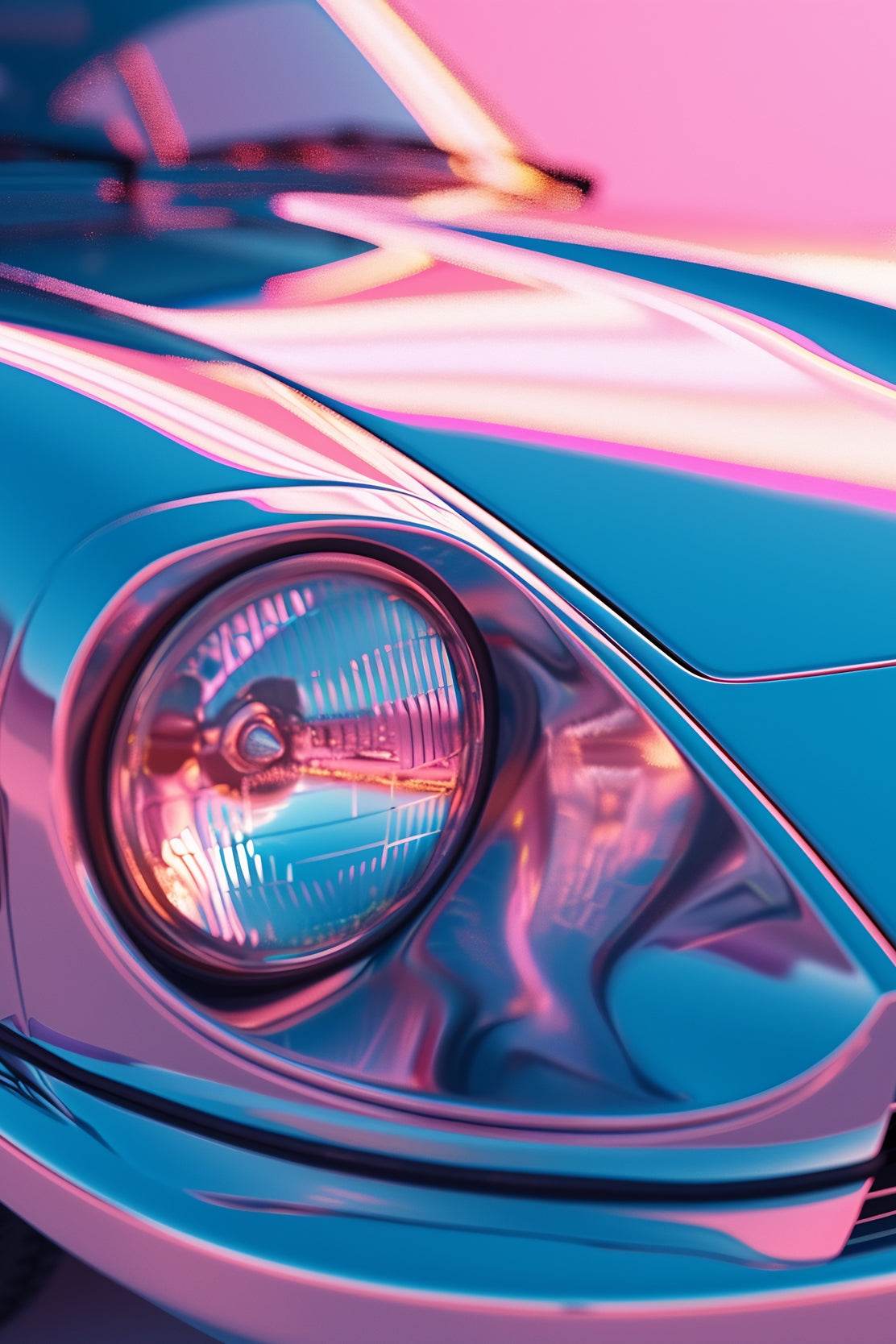 Neon Pink Porsche 911 Wall Art - beink online art store