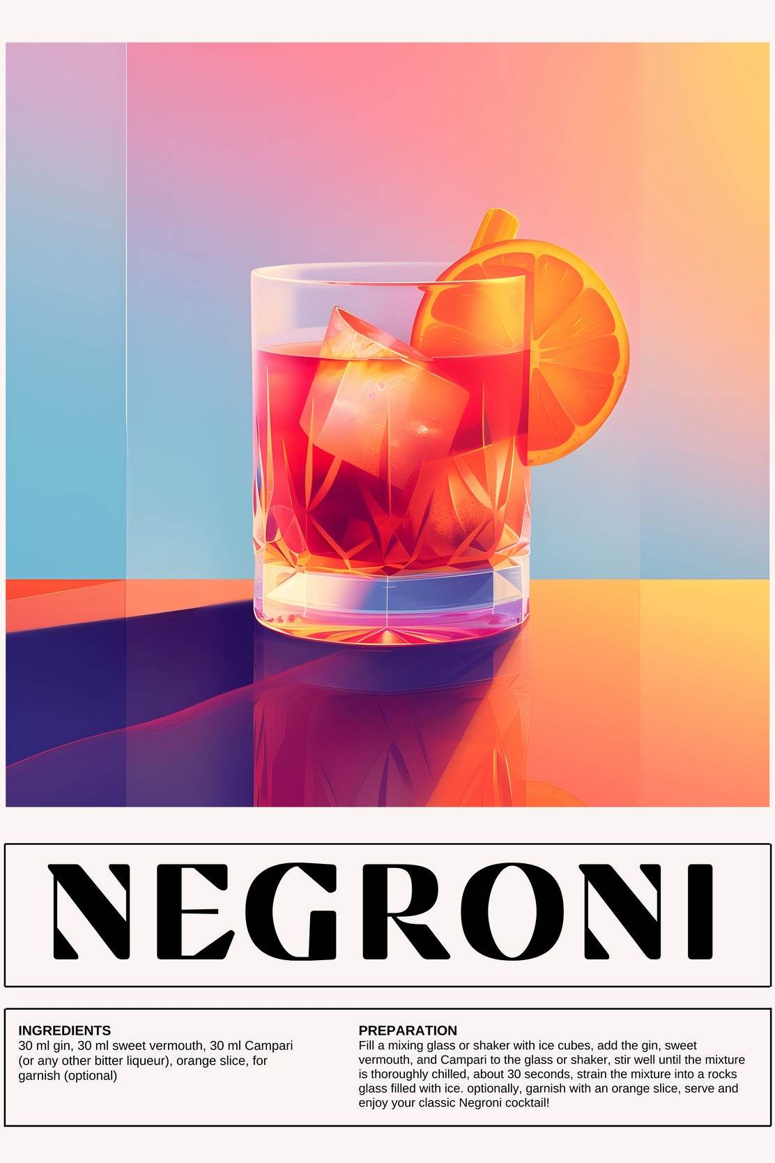 Traditional Negroni Cocktail Wall Art - beink online art store