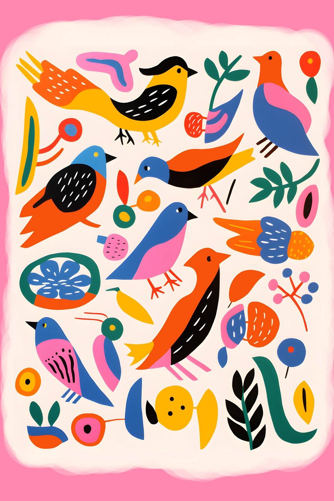 Painting Different Colored Birds Wall Art - beink online art store