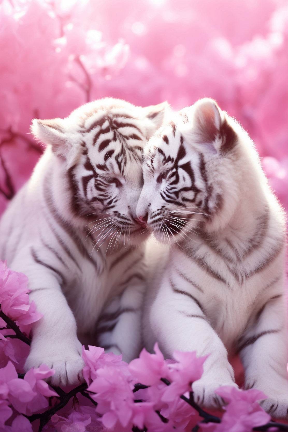 Pair of White Tiger Animal Wall Art - beink online art store