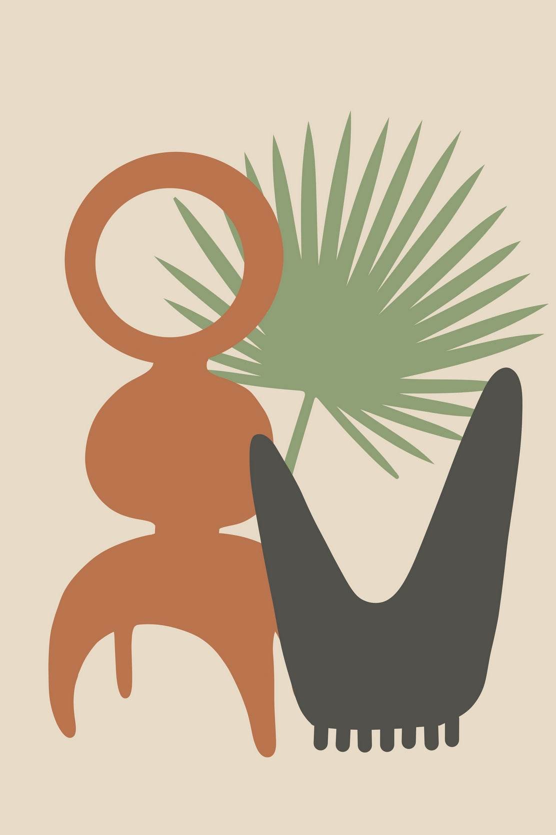 Abstract Arrangement of Shapes and a Leaf ArtWork - beink online art store