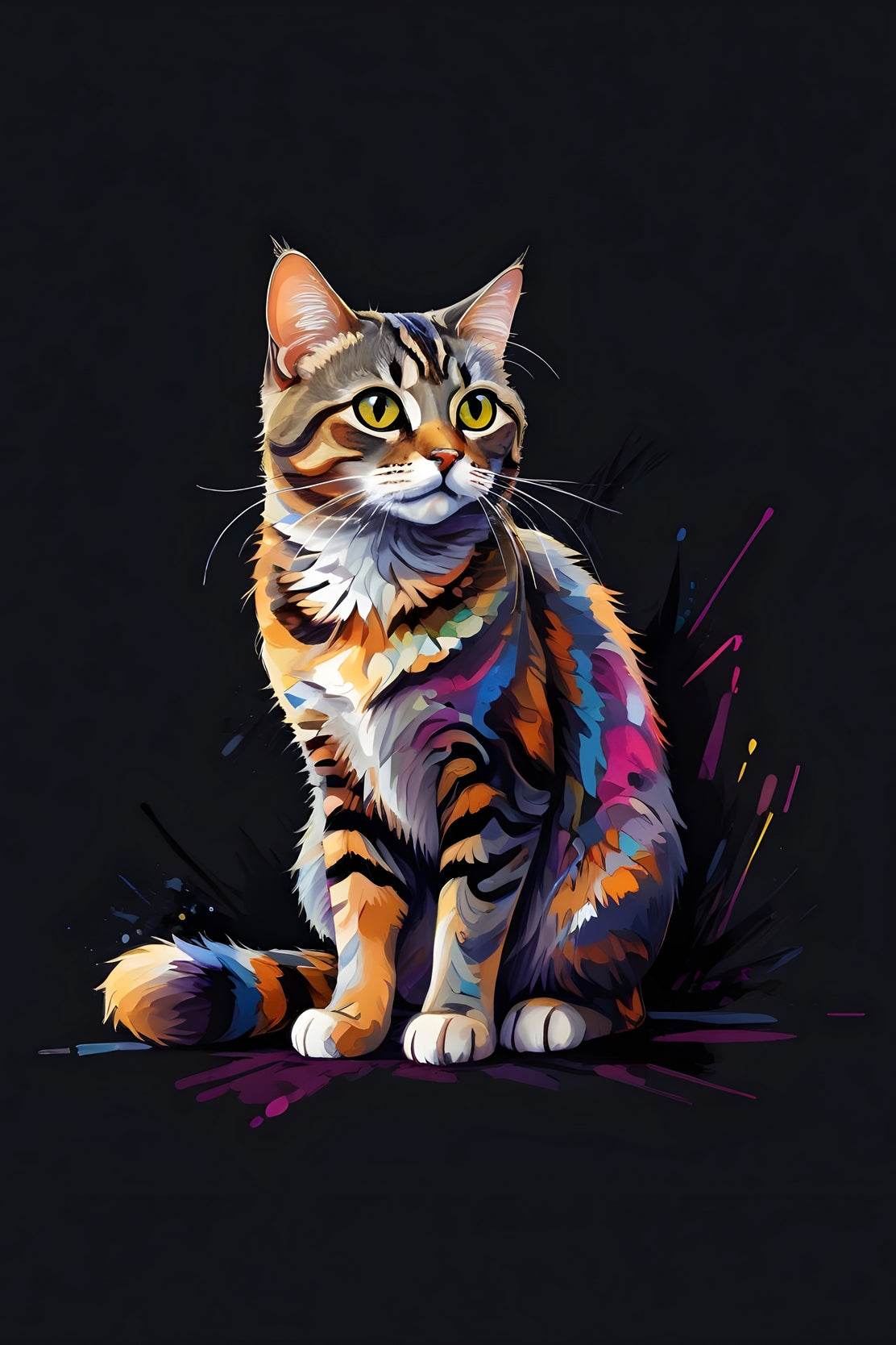 Multicolor Cat Painting Wall Art - beink online art store