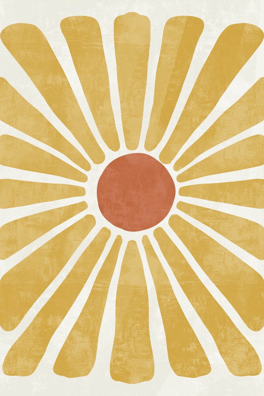 Abstract Sunburst Design with Yellow Rays and an Orange Center. - beink online art store