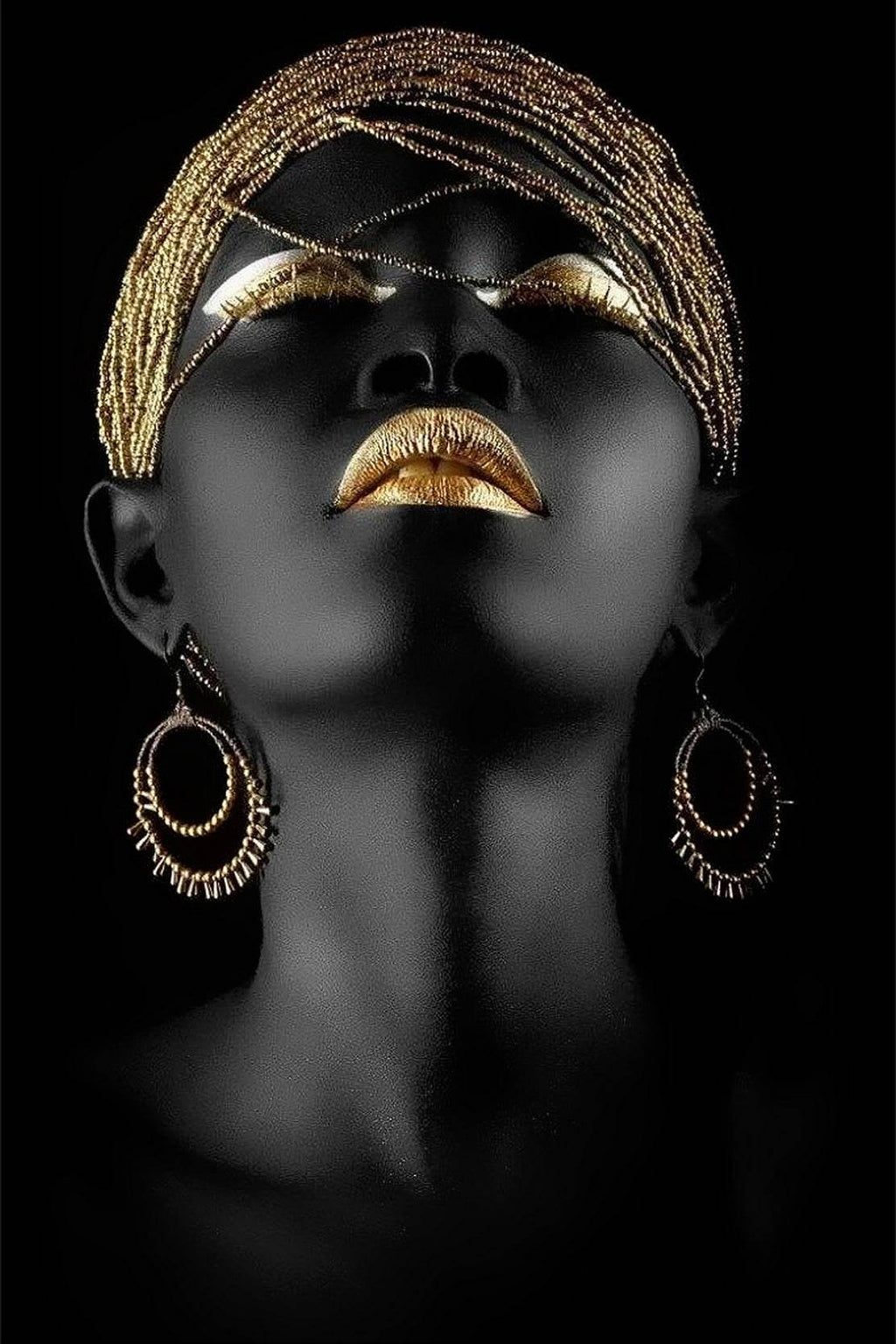 Girl Black Woman with Gold Wall Art - beink online art store
