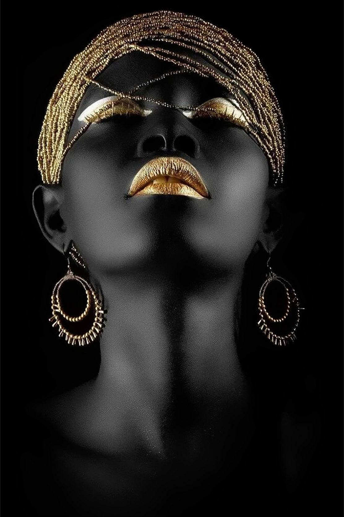 Girl Black Woman with Gold Wall Art - beink online art store