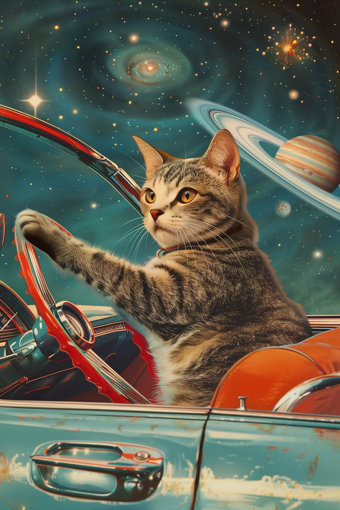 Driving A Cat in Space Wall Art - beink online art store