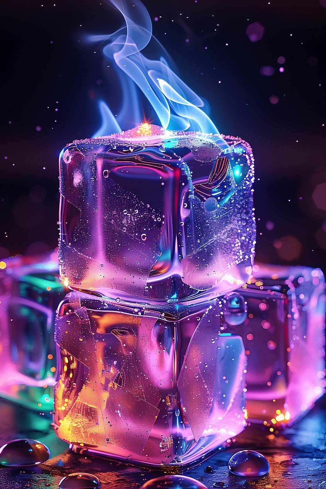Fire Ice Cube Wall Art - beink online art store