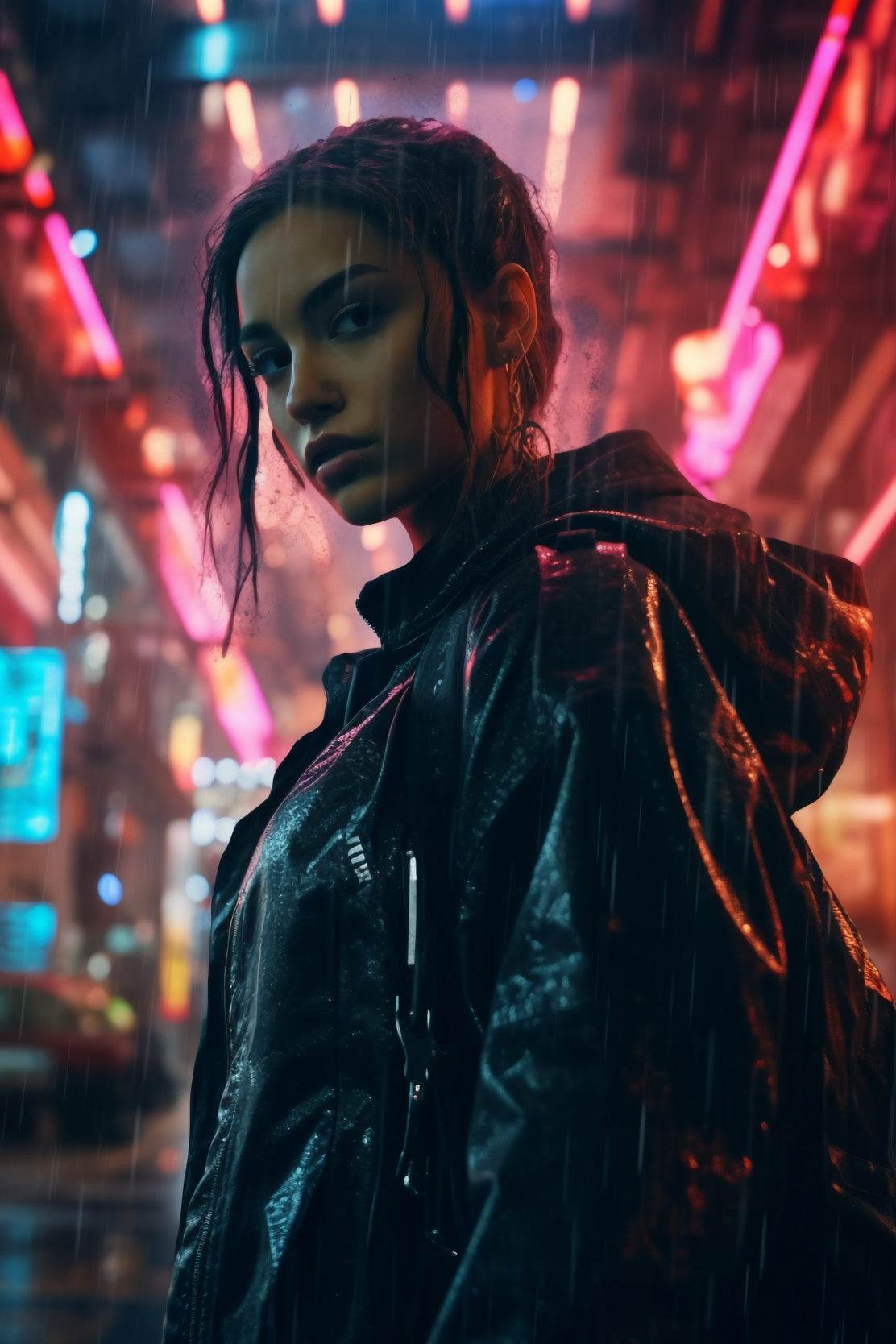 Cyberpunk Female Warrior Wall Art - beink online art store
