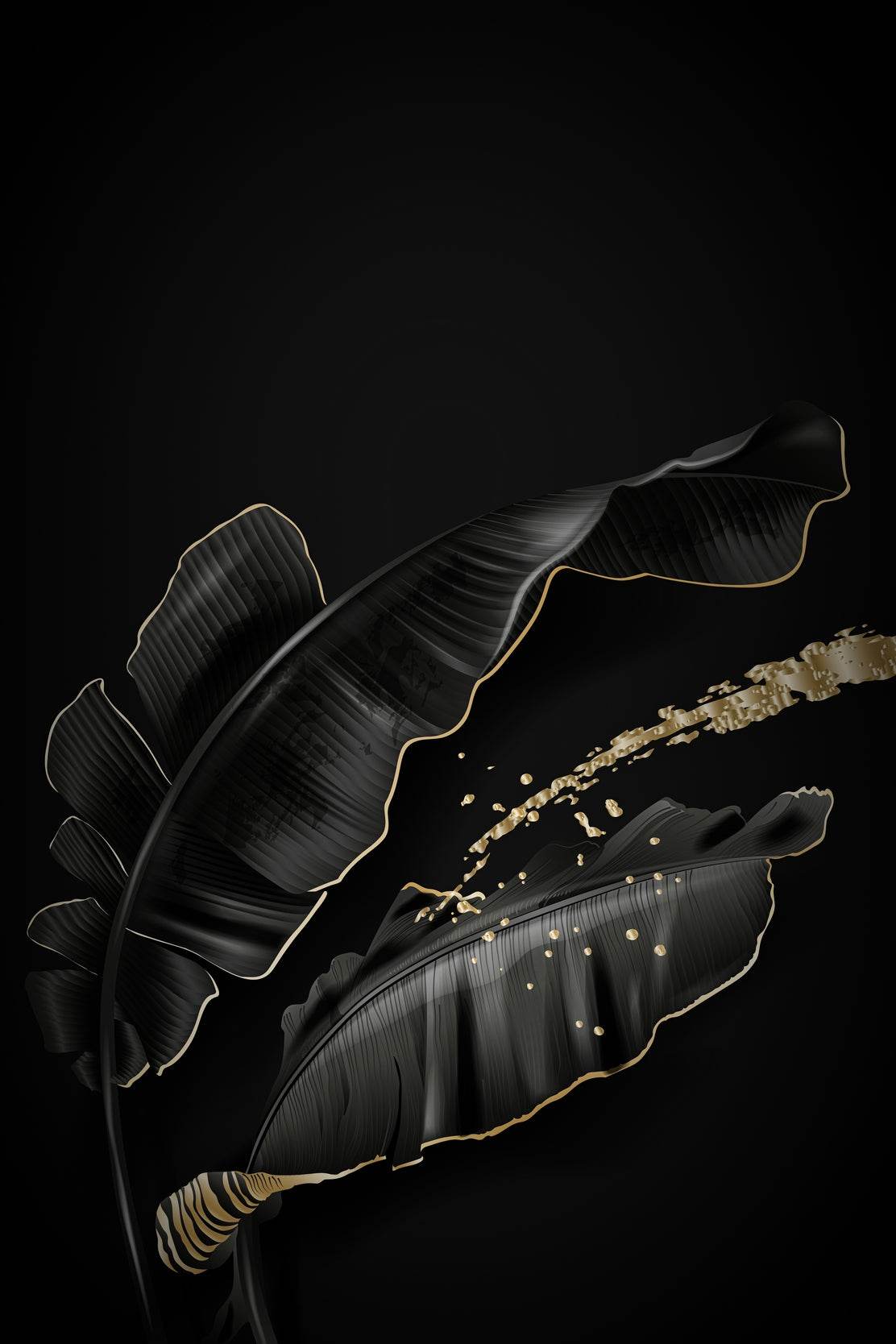 Blackened Banana Leaves Wall Art - beink online art store