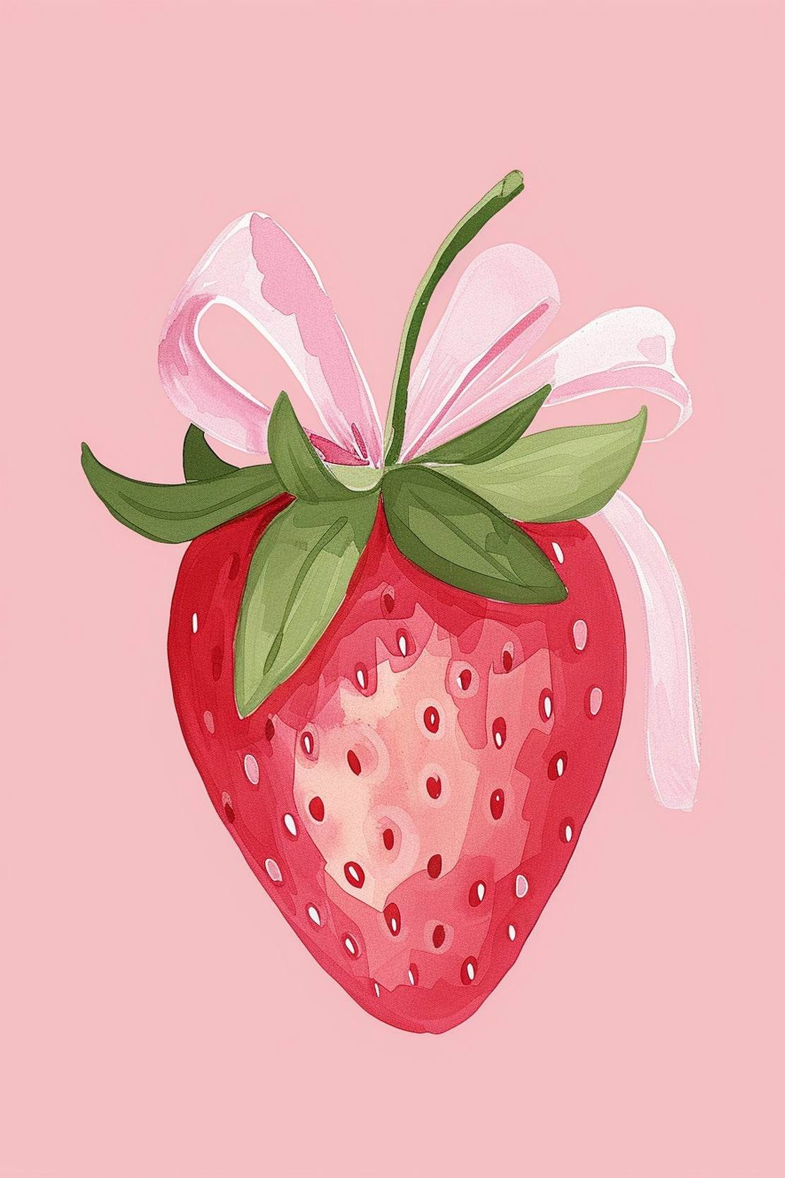 Watercolor Illustration of Ripe Red Strawberry Digital Art - beink online art store