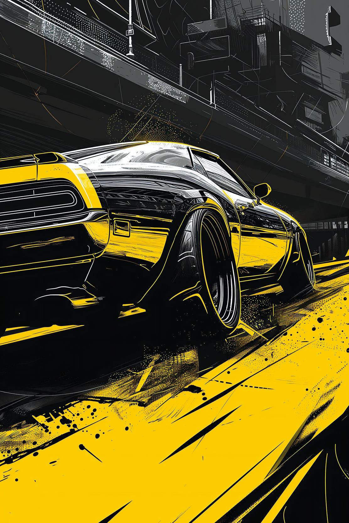 Mustang Yellow Wall Art - beink online art store