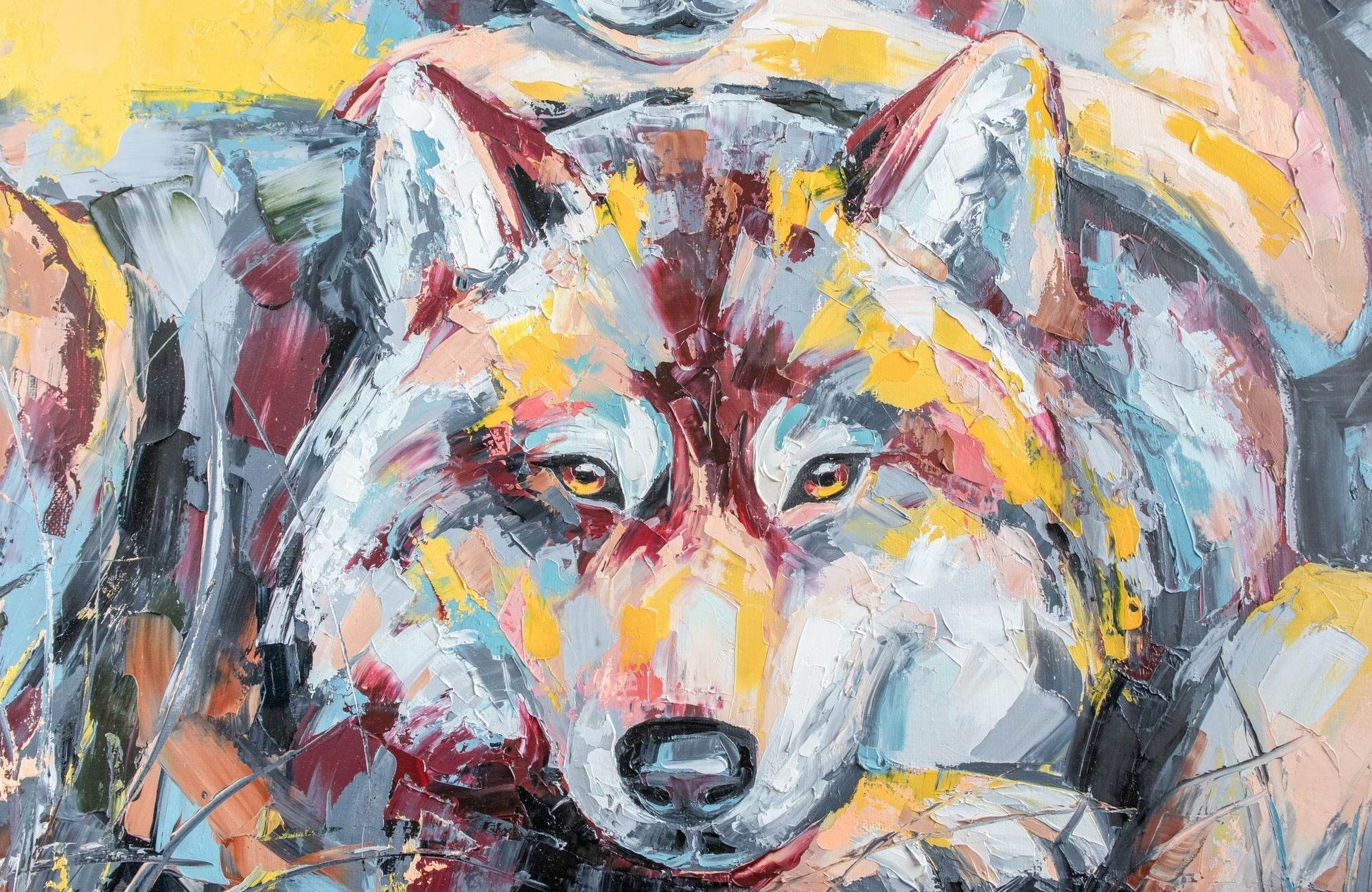 Multicolor Oil Paint Wolf Portrait - beink online art store
