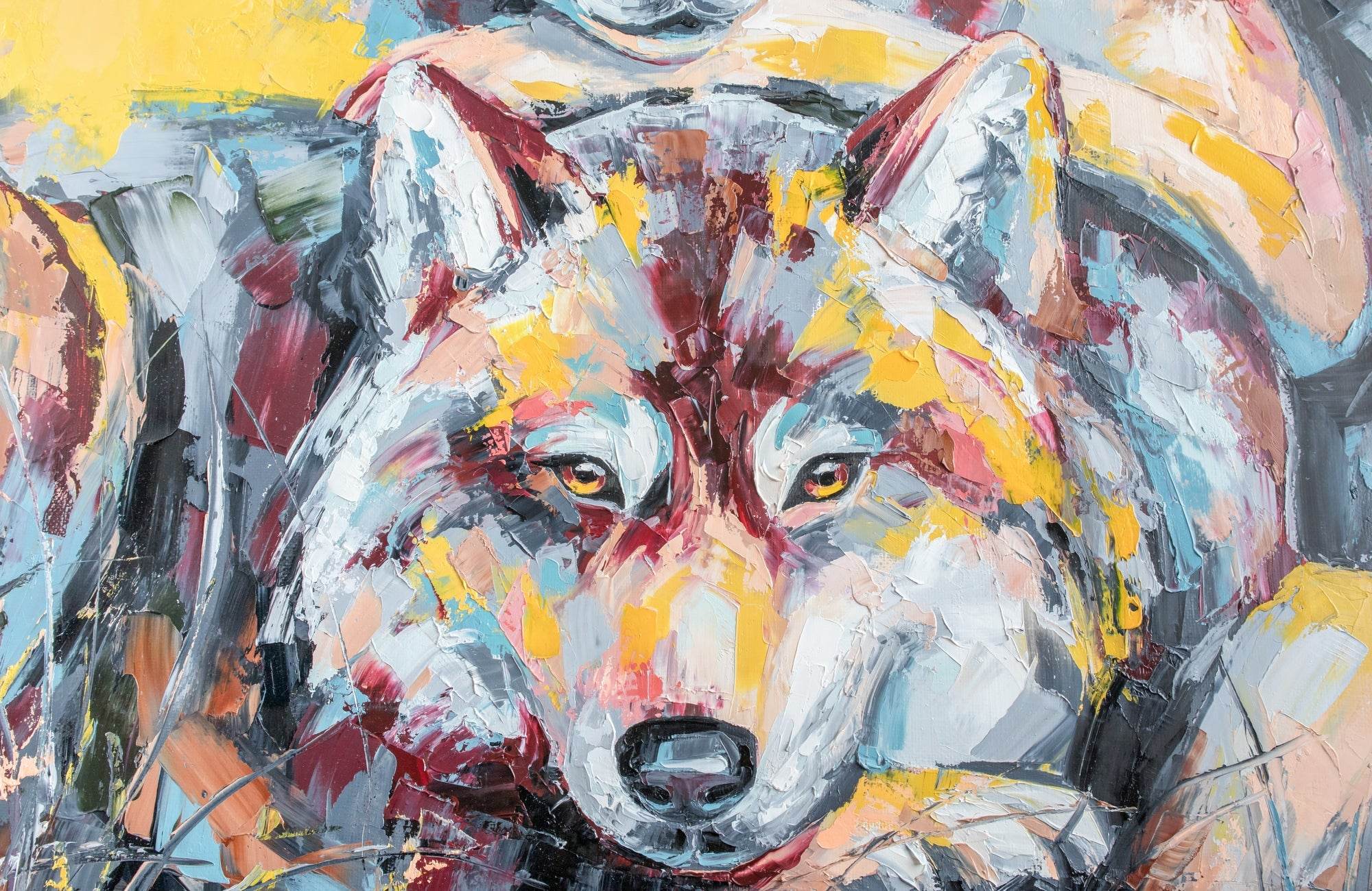 Multicolor Oil Paint Wolf Portrait - beink online art store