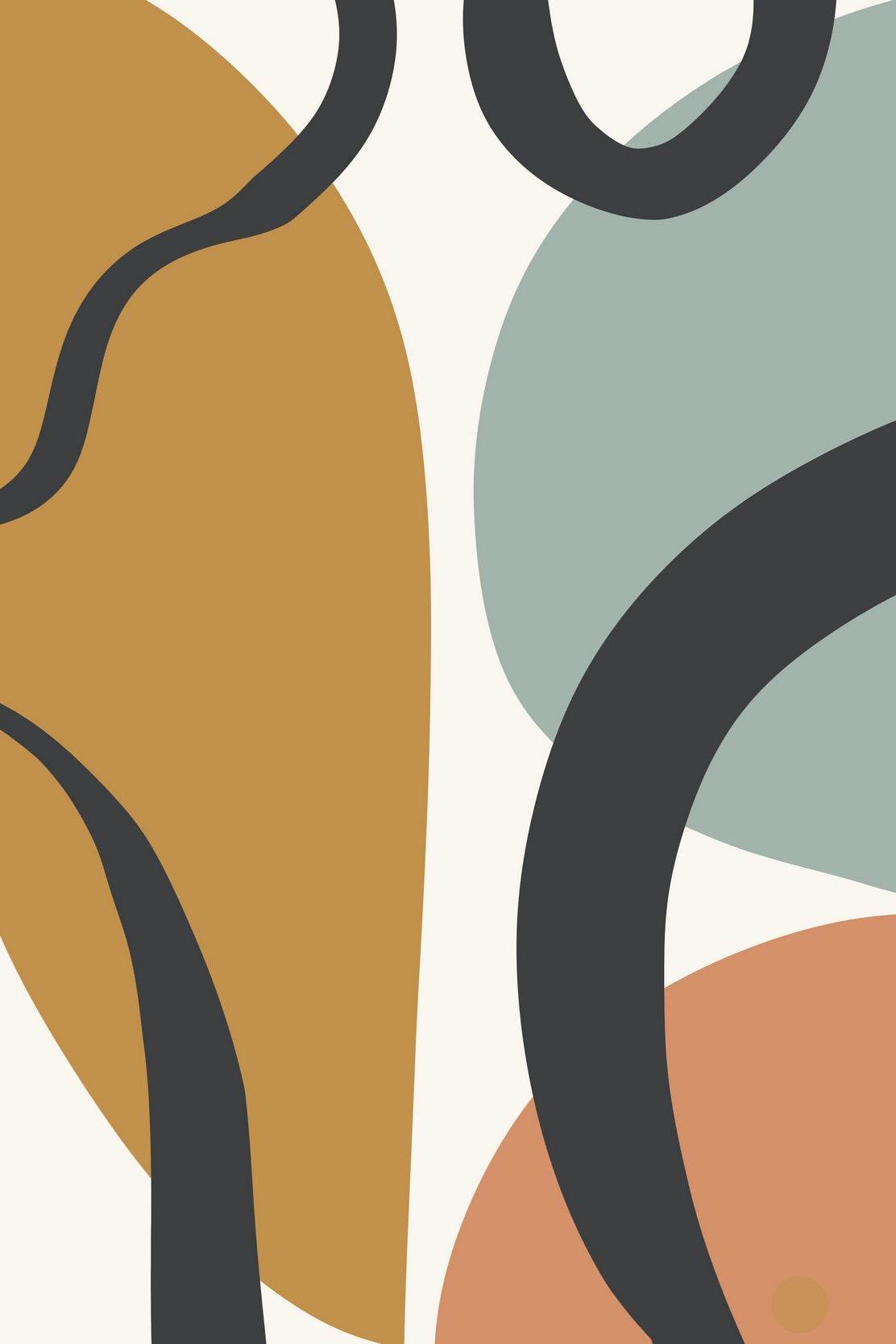 Abstract Shapes in Warm Colors with Black Lines ArtWork - beink online art store