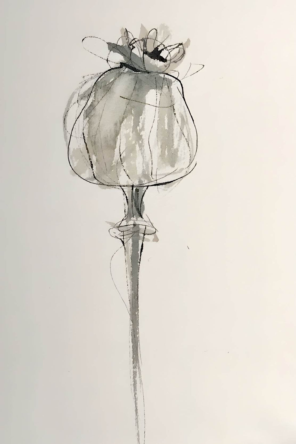 Watercolor Poppy Seed Head Modern Wall Art - beink online art store