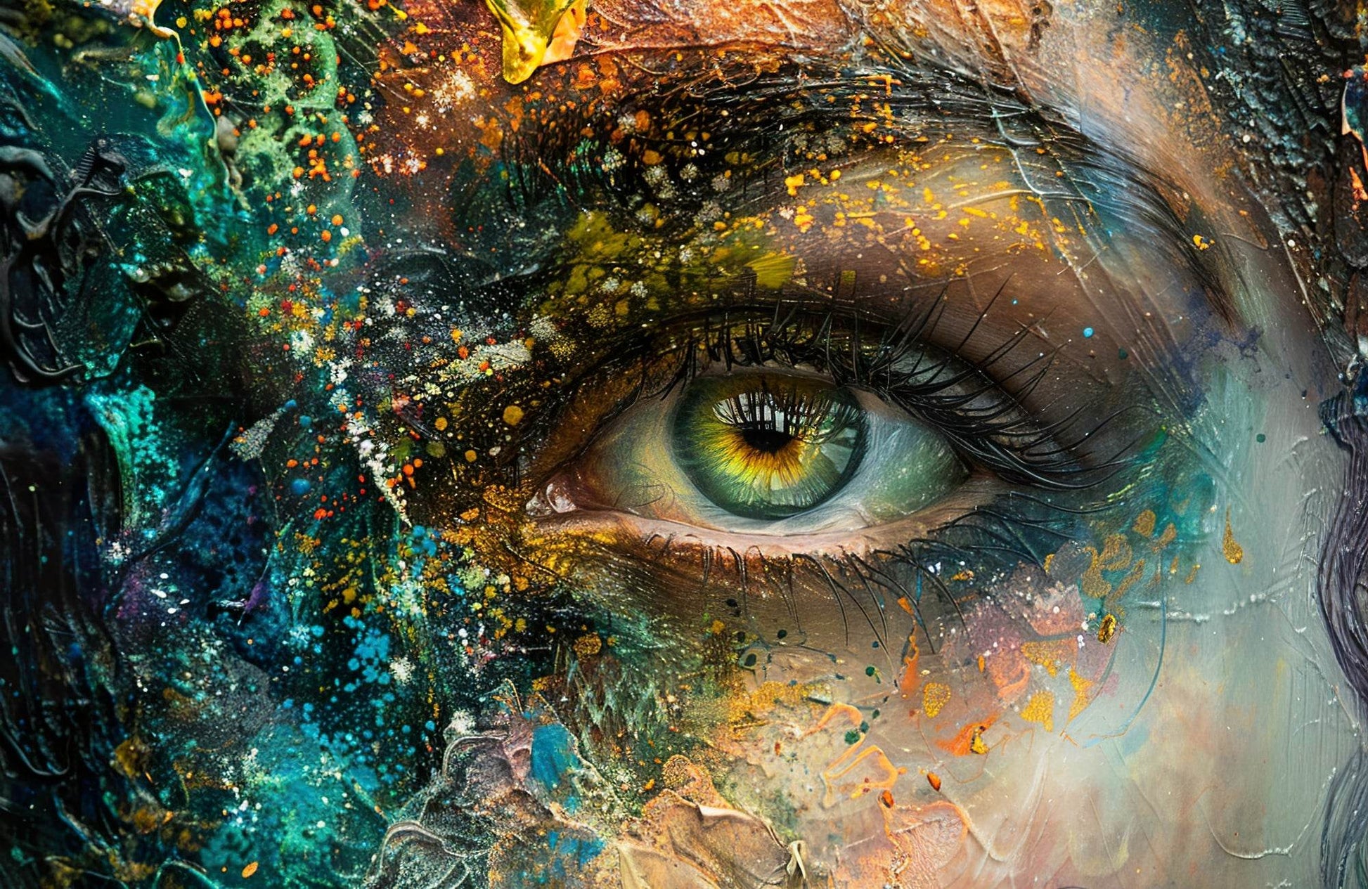 Closeup of Women Eye With Painted Face Digital Art - beink online art store